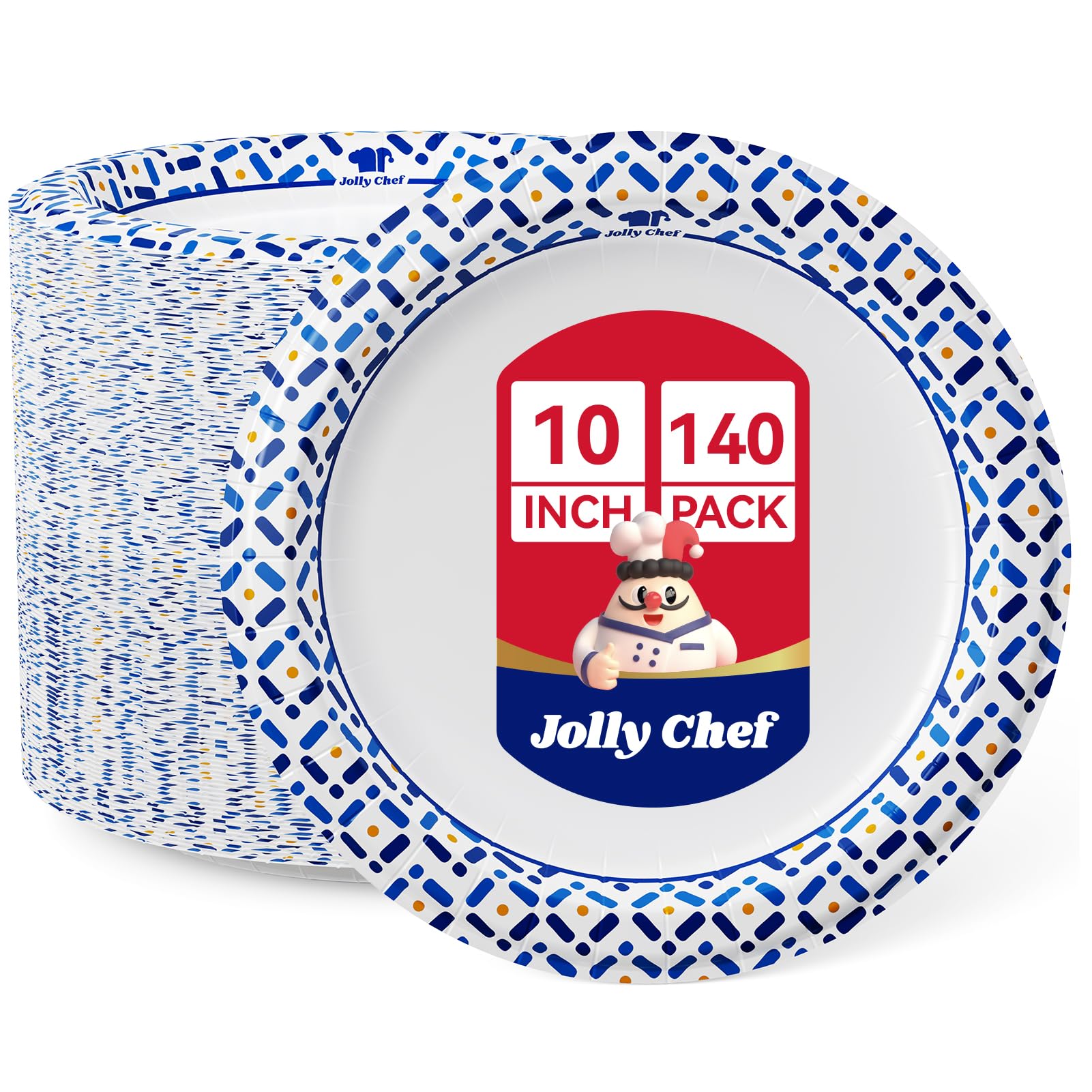 10 Inch Paper Plates 140 Count, Soak-Proof, Cut Proof, - Product Imagery