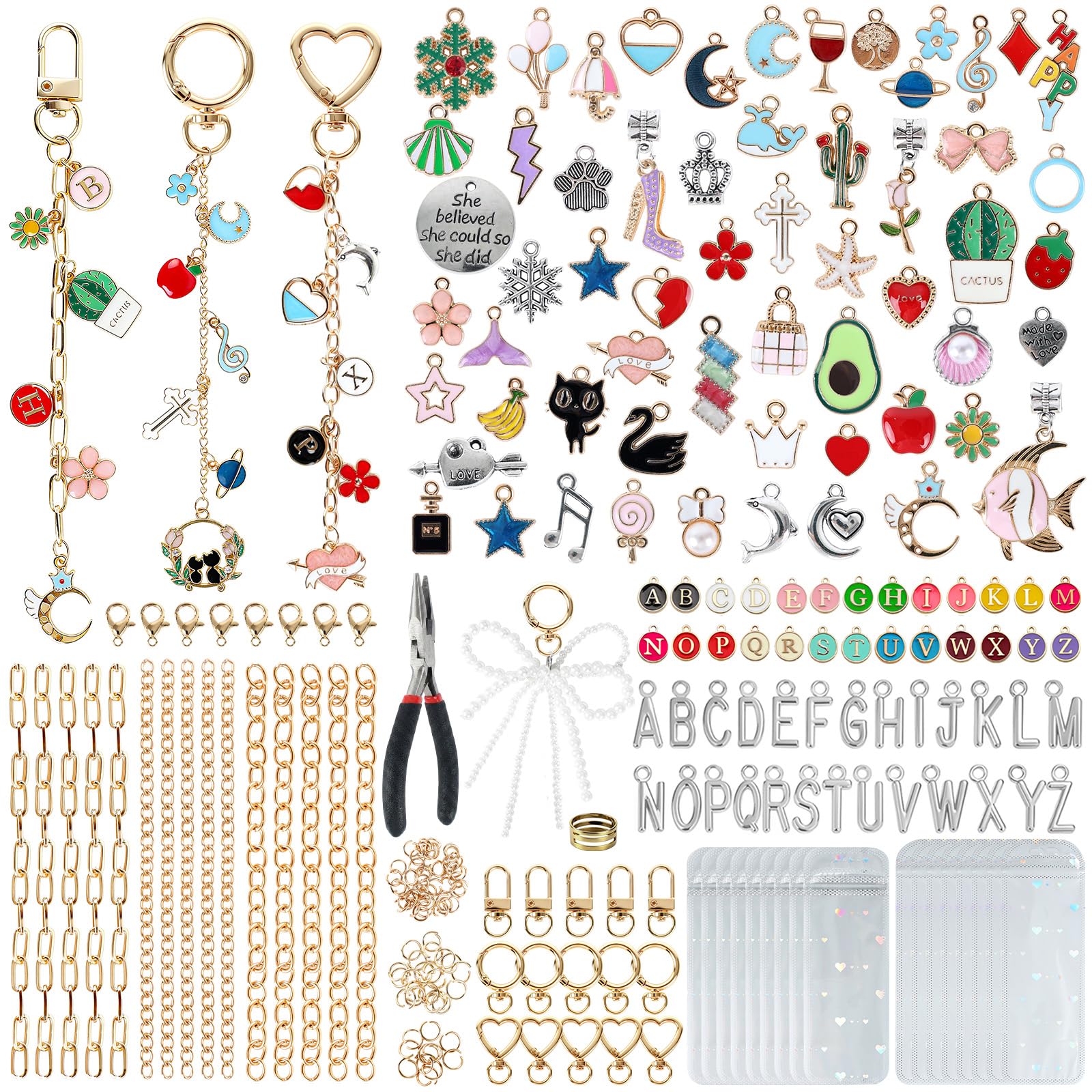 389Pcs Charms Lip Gloss Keychain Making Kit, Charms for Keychain - Product Imagery