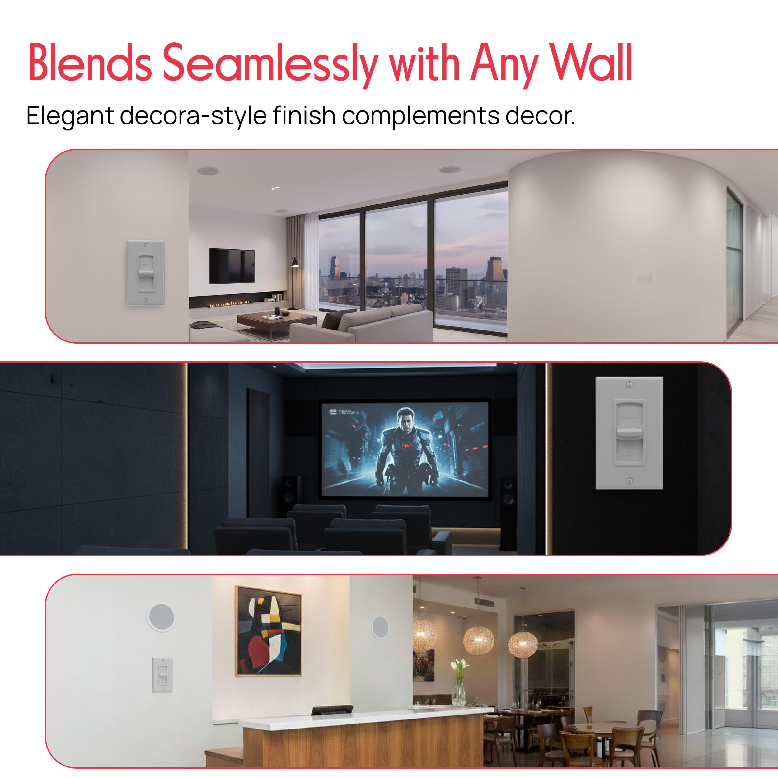 In Wall Speaker Volume Control - Home Audio Smart Speakers Stereo by Pyle - Angle View 6