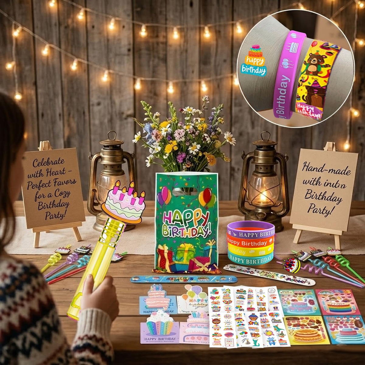 220PCS Birthday Party Favors with Gift Bags Wands Straws - Fybnqlira Official Imagery - 7