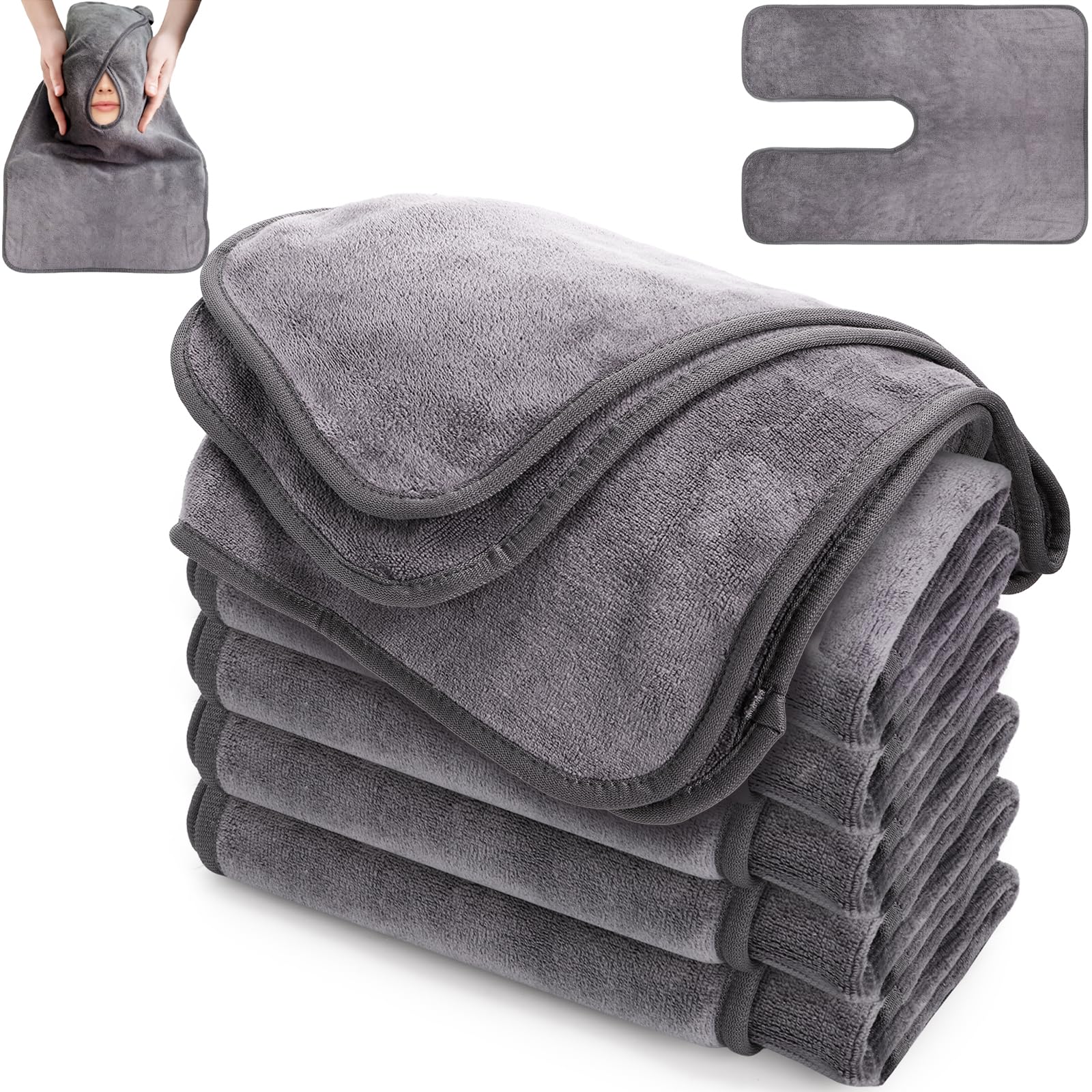 6 Pack Microfiber Face Towels, U-Shaped Spa Towels for - DEAYOU