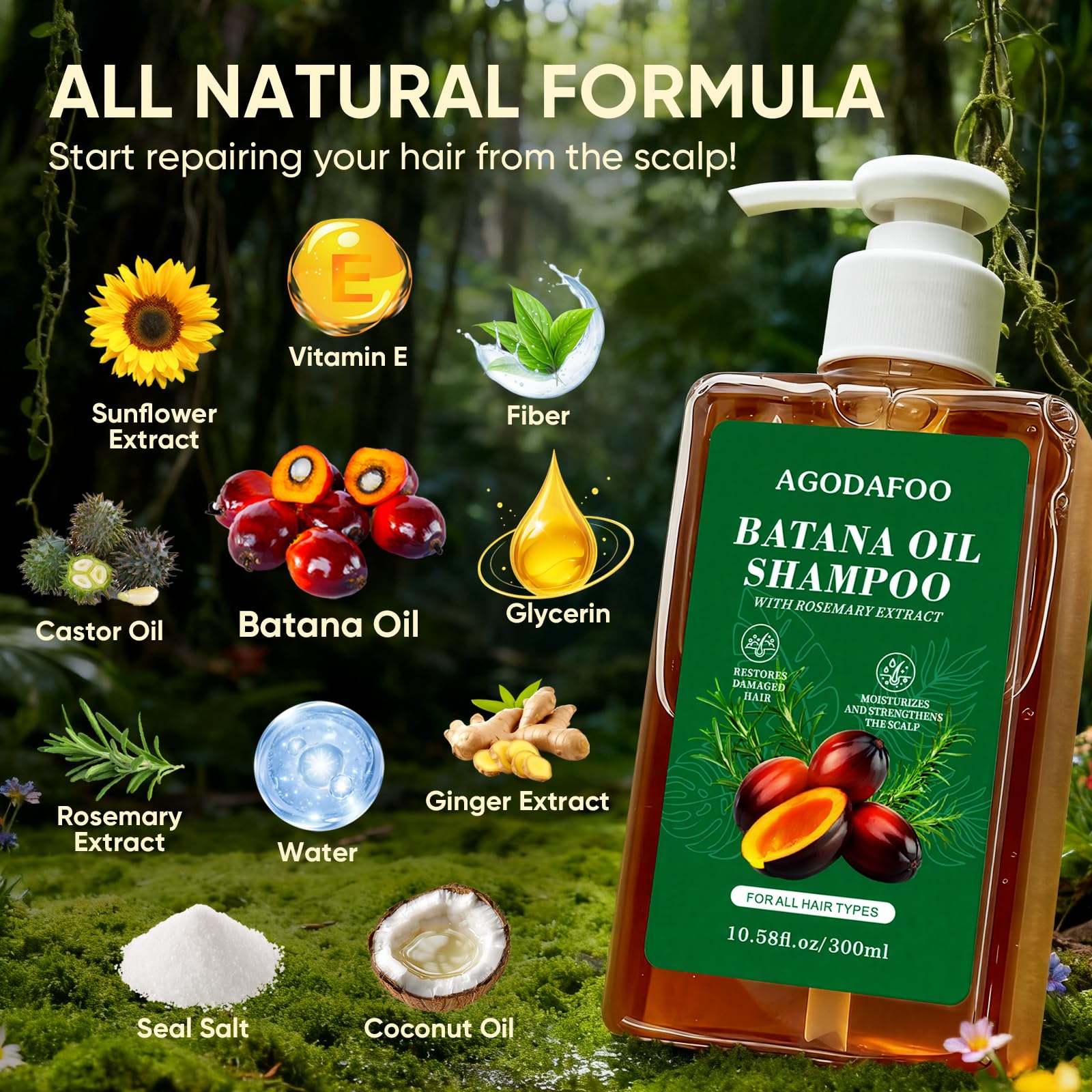Agodafoo Batana Oil Shampoo for Hair Growth, Batana Oil & Rosemary Oil Shampoo - Agodafoo Official Product View 6