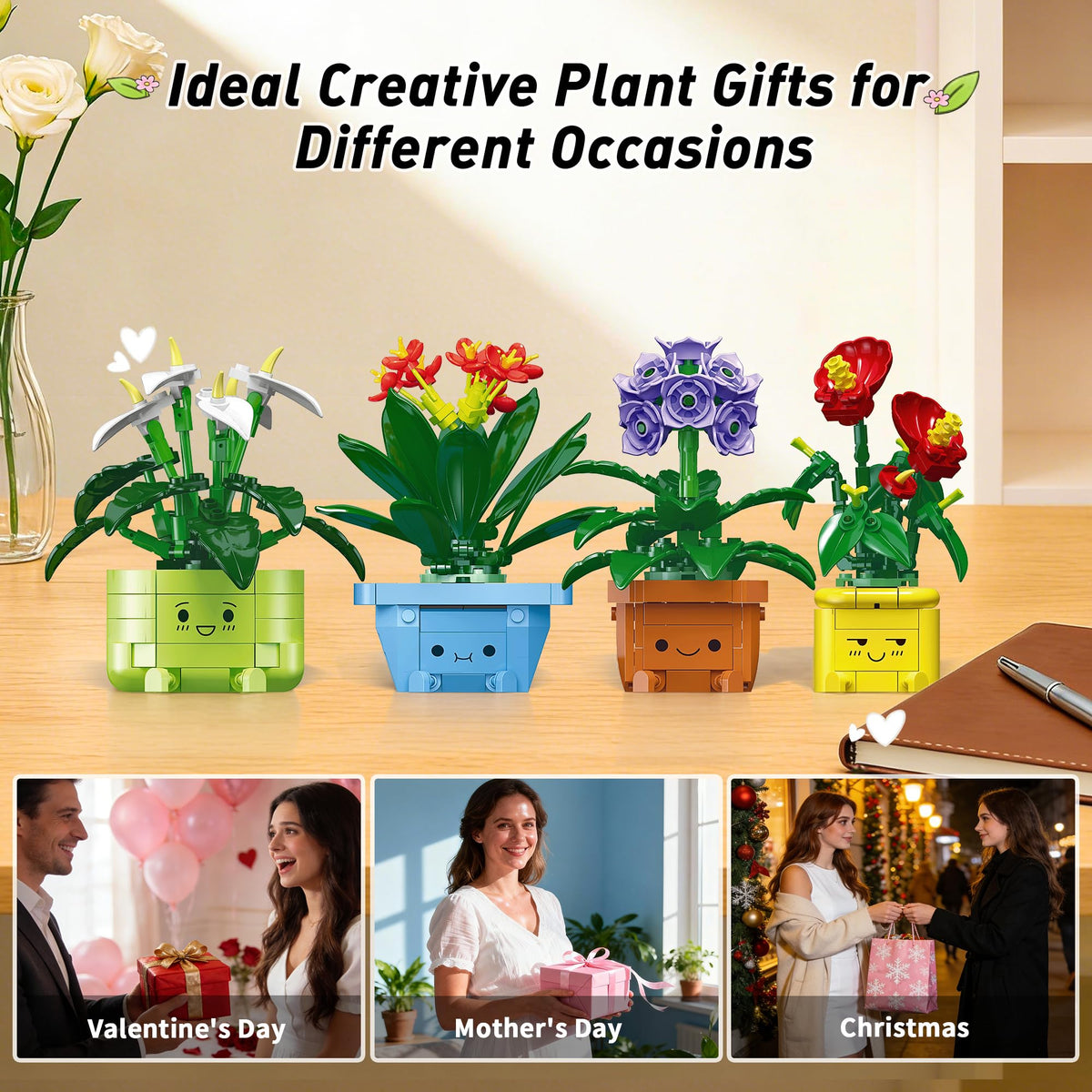 Flower Building Kit for Adults 614 Pcs Happy Plants Flowers - WIDELAND Official Imagery - 8