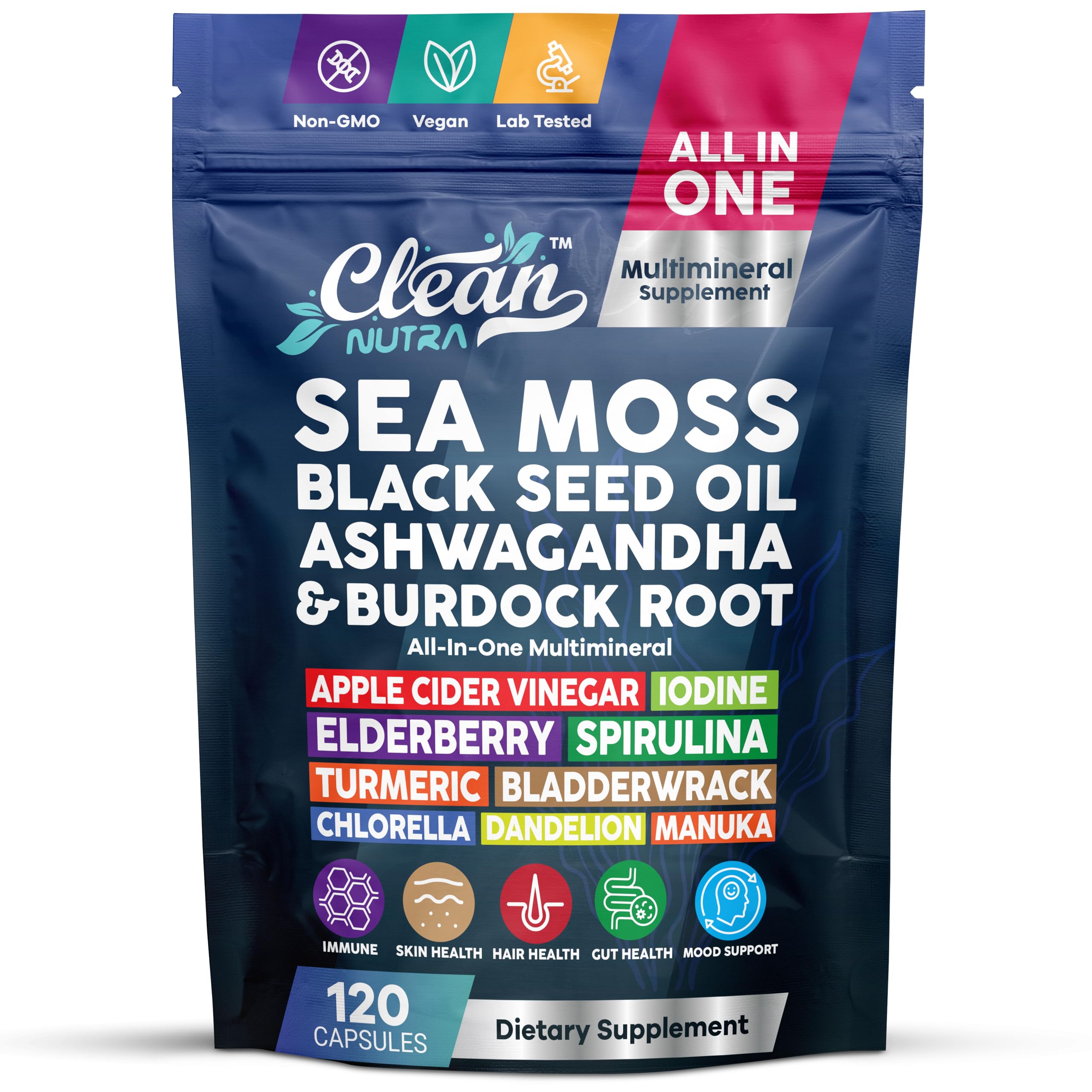 Clean Nutraceuticals Sea Moss Black Seed Oil Ashwagandha Turmeric Blad - View 10