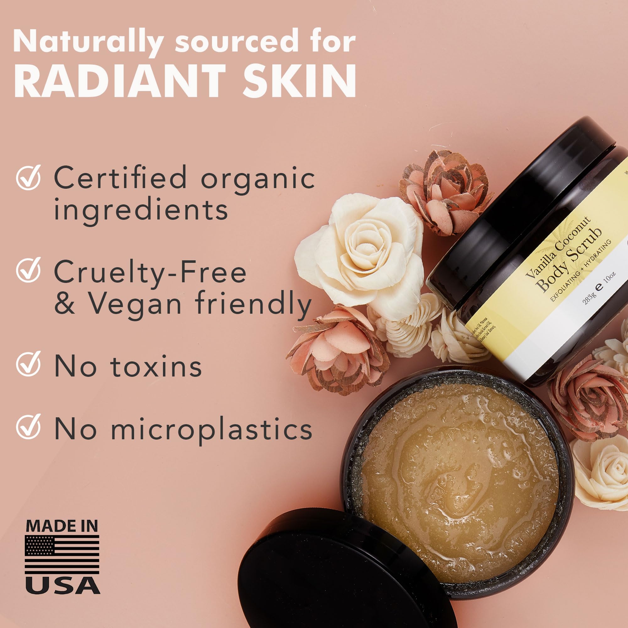 Beauty by Earth Organic Vanilla Coconut Body Scrub - USA Made Sugar Scrub - Beauty by Earth Official Product View 6