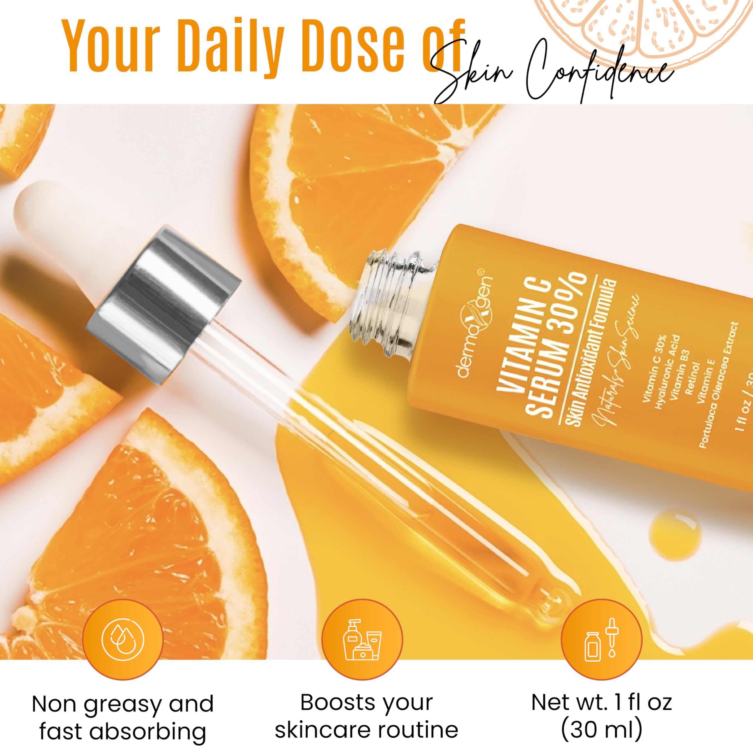 DERMAXGEN 30% Vitamin C Serum for Face - Natural & Organic Anti Wrinkle & Skin - DERMAXGEN Official Product View 9
