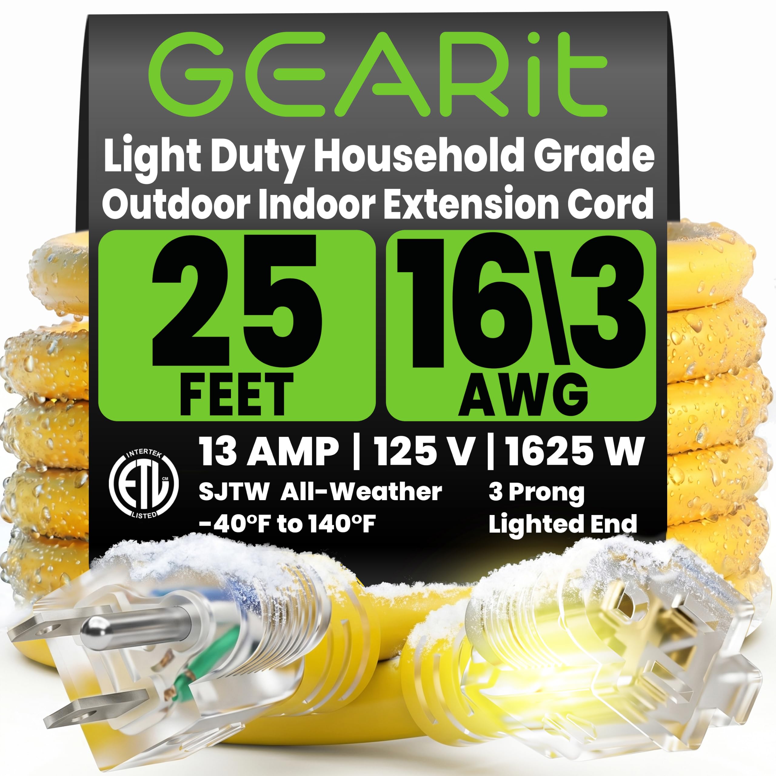 GEARit 100 ft Heavy Duty Outdoor Extension Cord, 12/3 SJTW, 12 AW - GEARit Official Product View 10