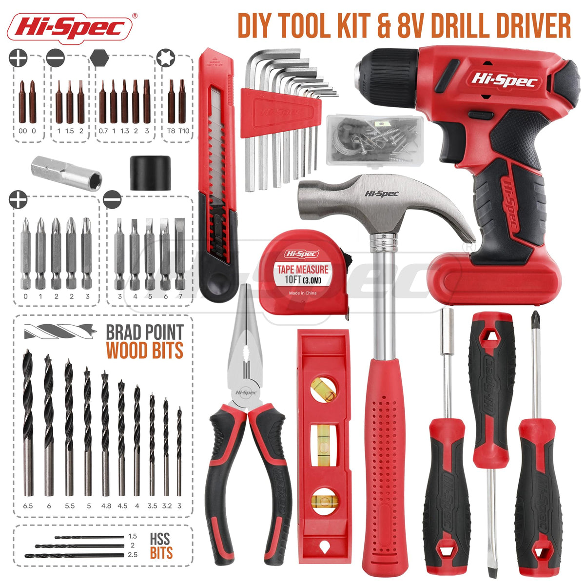 Hi Spec 8V USB Cordless Drill Driver Home Tool Kit for Home - Hi-Spec Official Imagery - 3