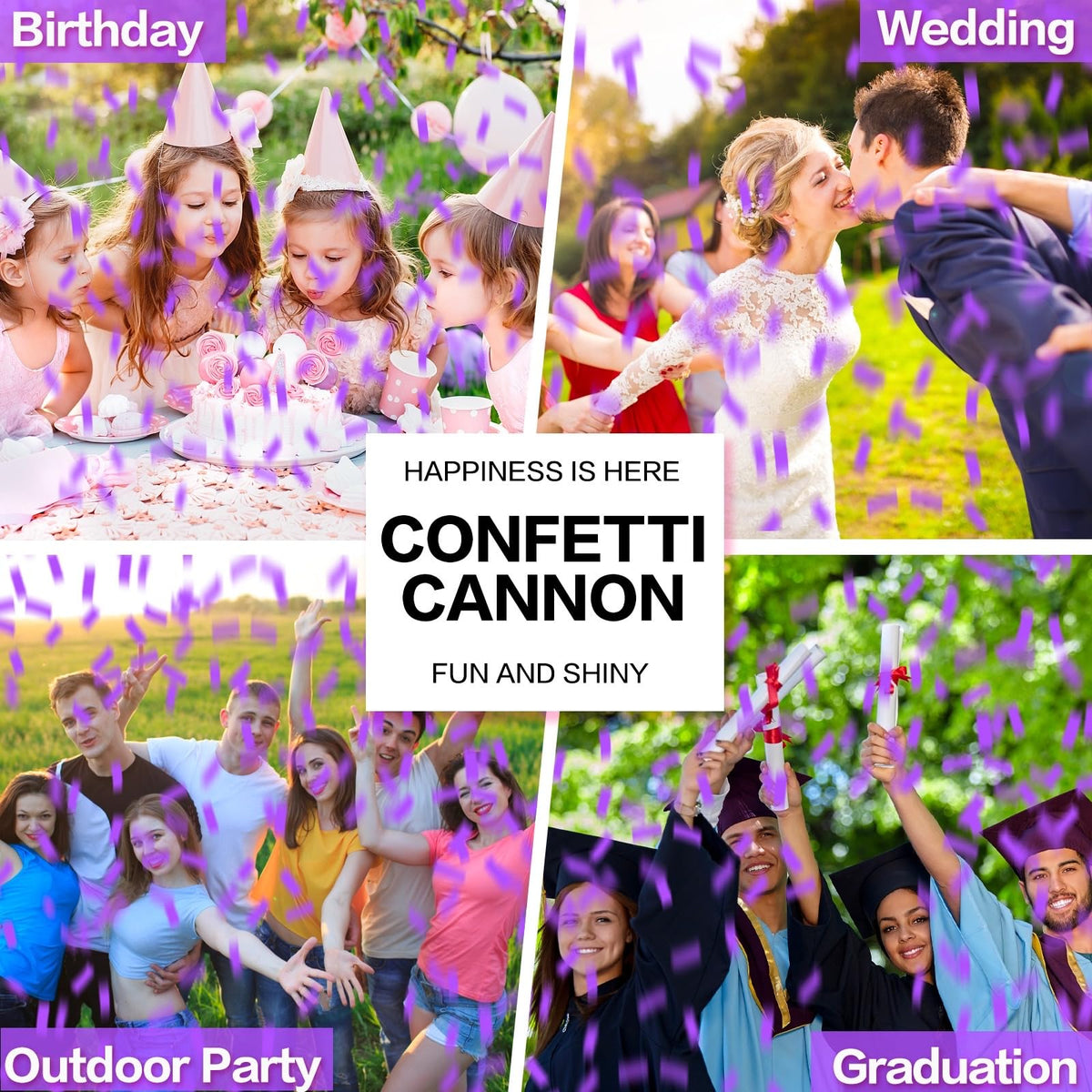 Confetti Cannon 12Pack Purple Party Popper Shooters 12 Inch - DSYSMIN Official Imagery - 7