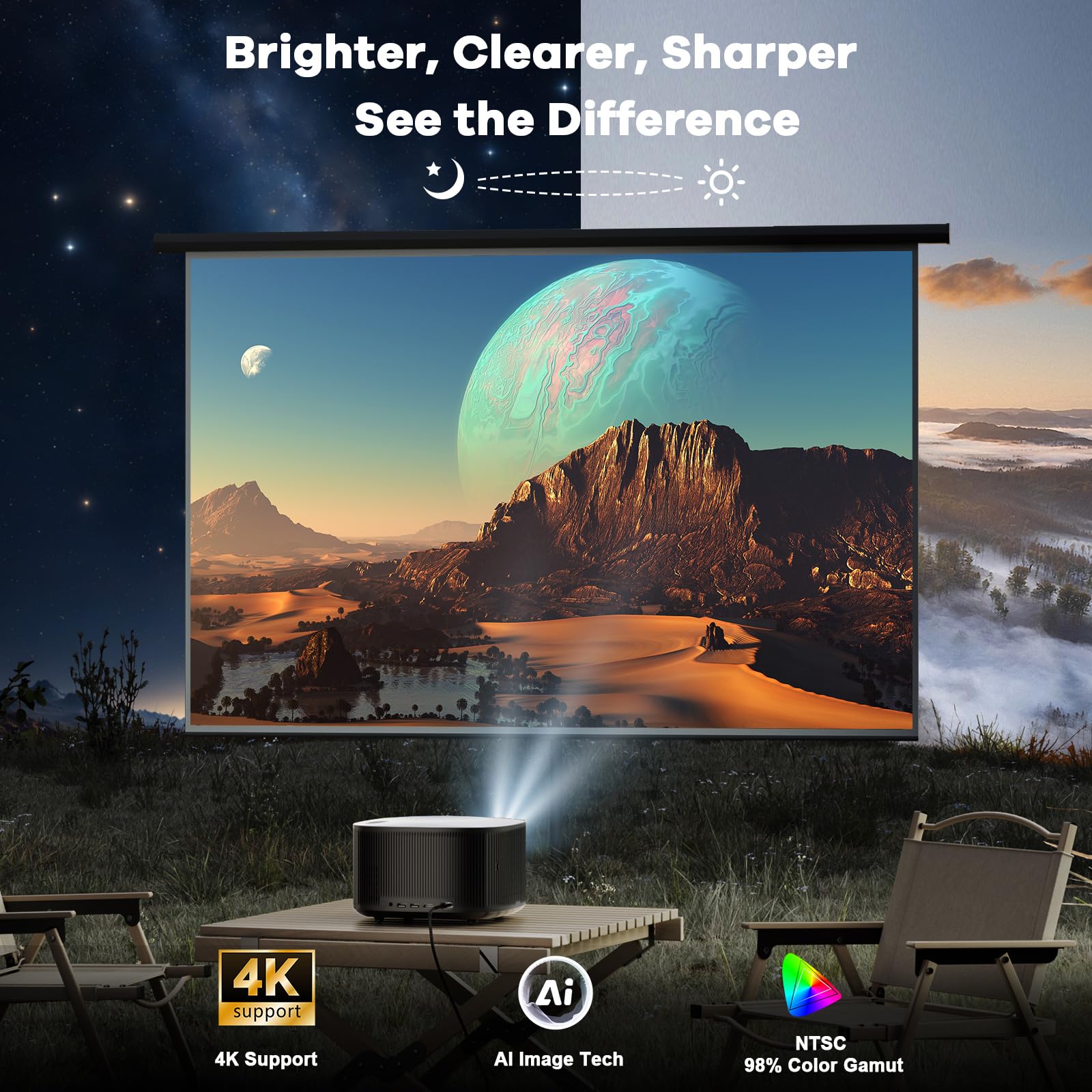 ONOAYO Outdoor-Projector-4K with 60W Dolby Audio and Official Lic by ONOAYO - Angle View 3