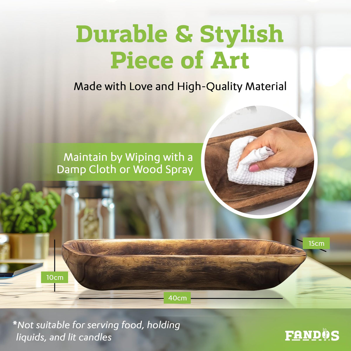 FANDOS Wooden Dough Bowl for Decor - FANDOS Official Imagery - 5