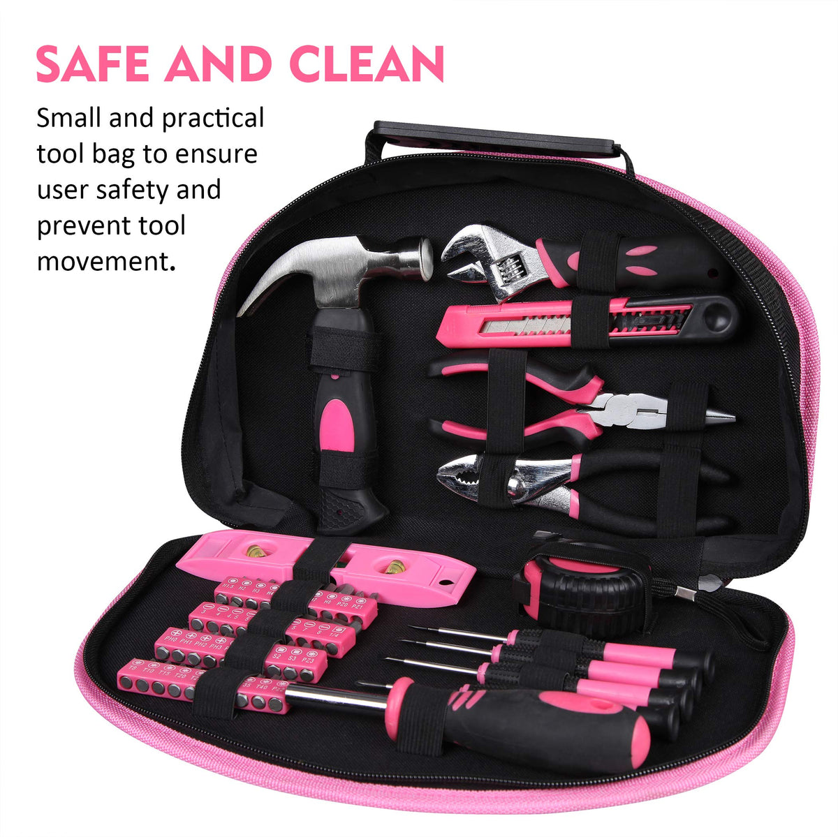 CARTMAN 52 Piece Pink Hand Tool Set Home Repair Kit With - CARTMAN Official Imagery - 3