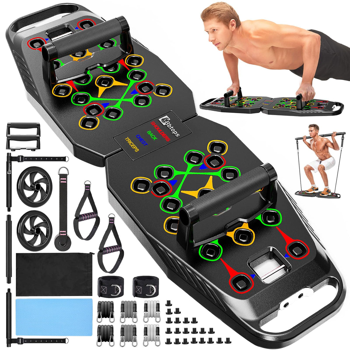 Push Up Board Pilates Bar Fitness Accessories 25 in 1 - Bbtops Official Imagery - 2