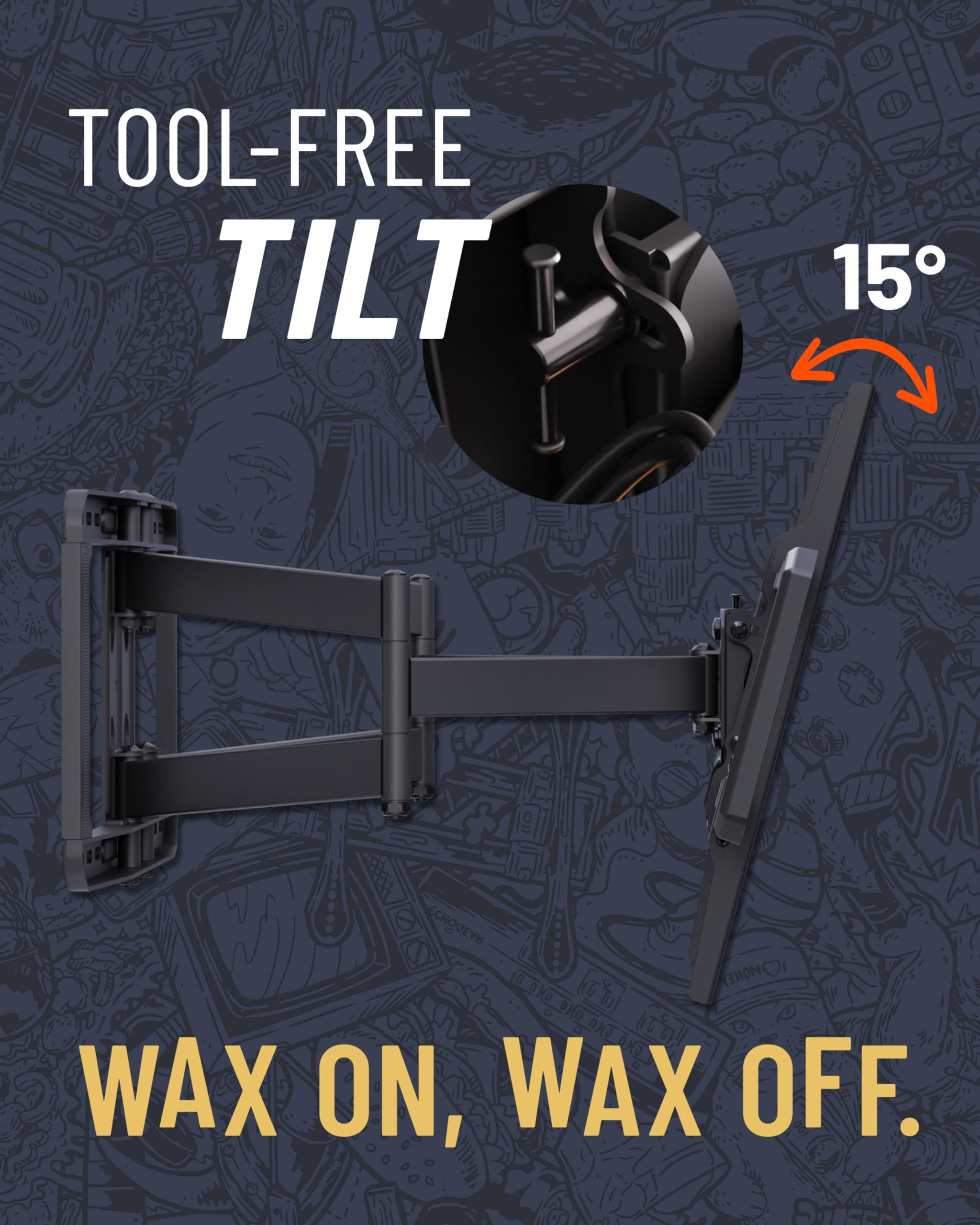 ECHOGEAR MaxMotion TV wall mount for 42-90 inch flat-screen TVs, with full motion swivel, tilt, and extension.