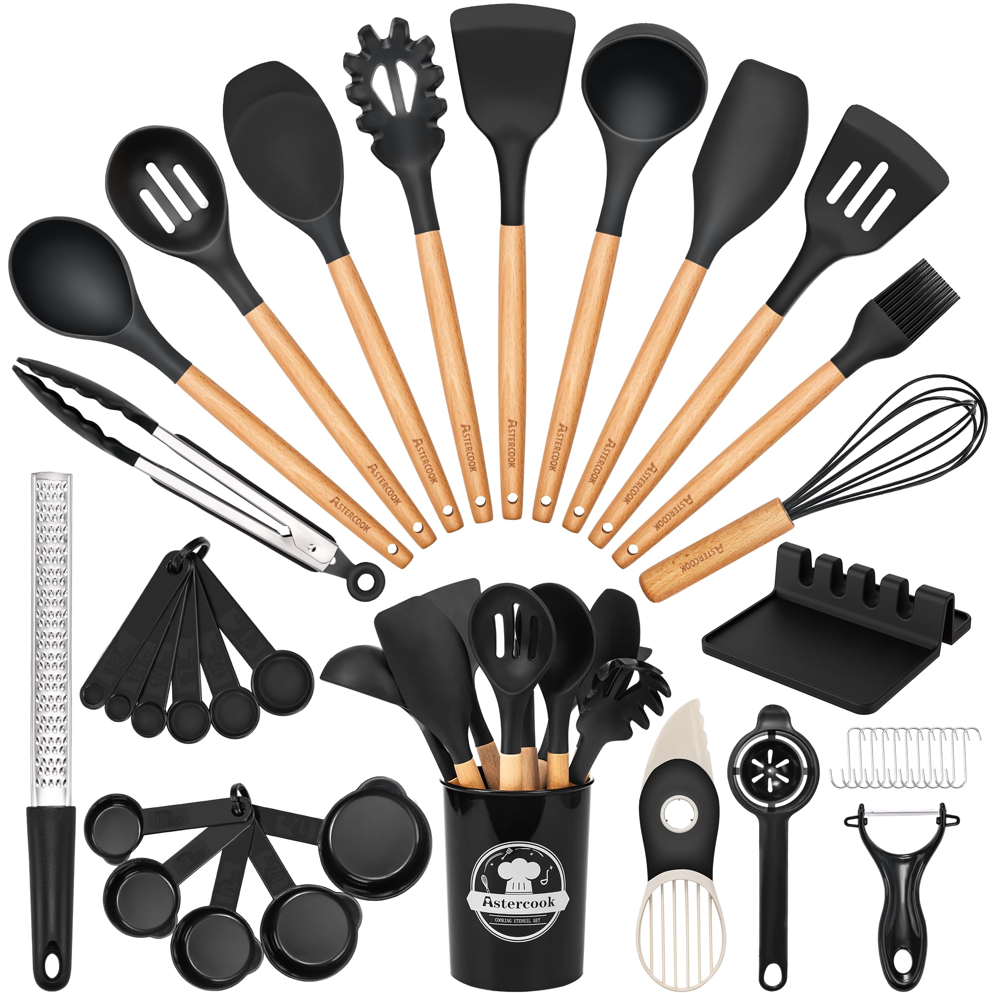 Astercook 39 PCS Kitchen Utensils Set, Silicone Cooking Utensil - Product Imagery