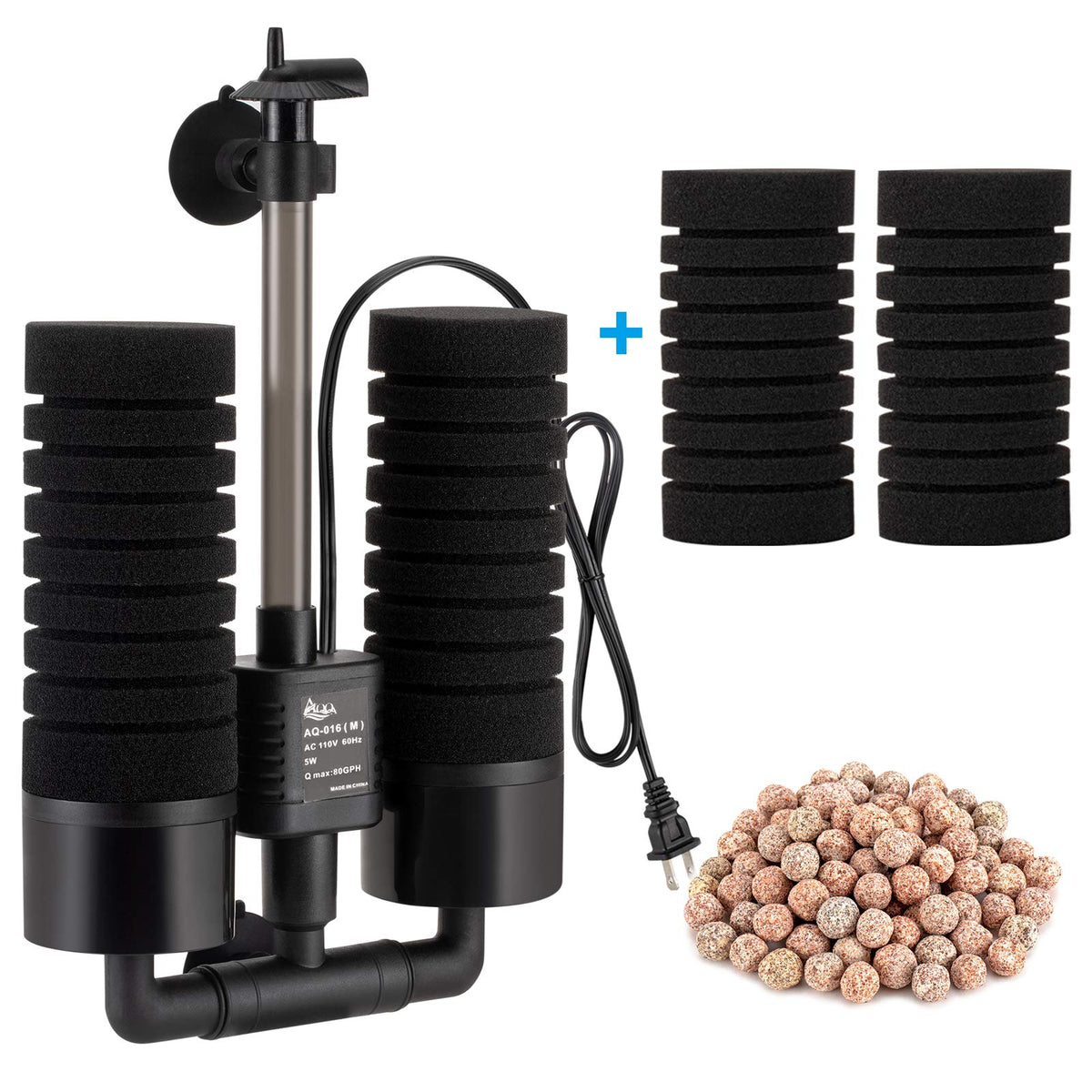 AQQA Aquarium Sponge Water Filter Power Driven Double - AQQA Official Imagery - 2