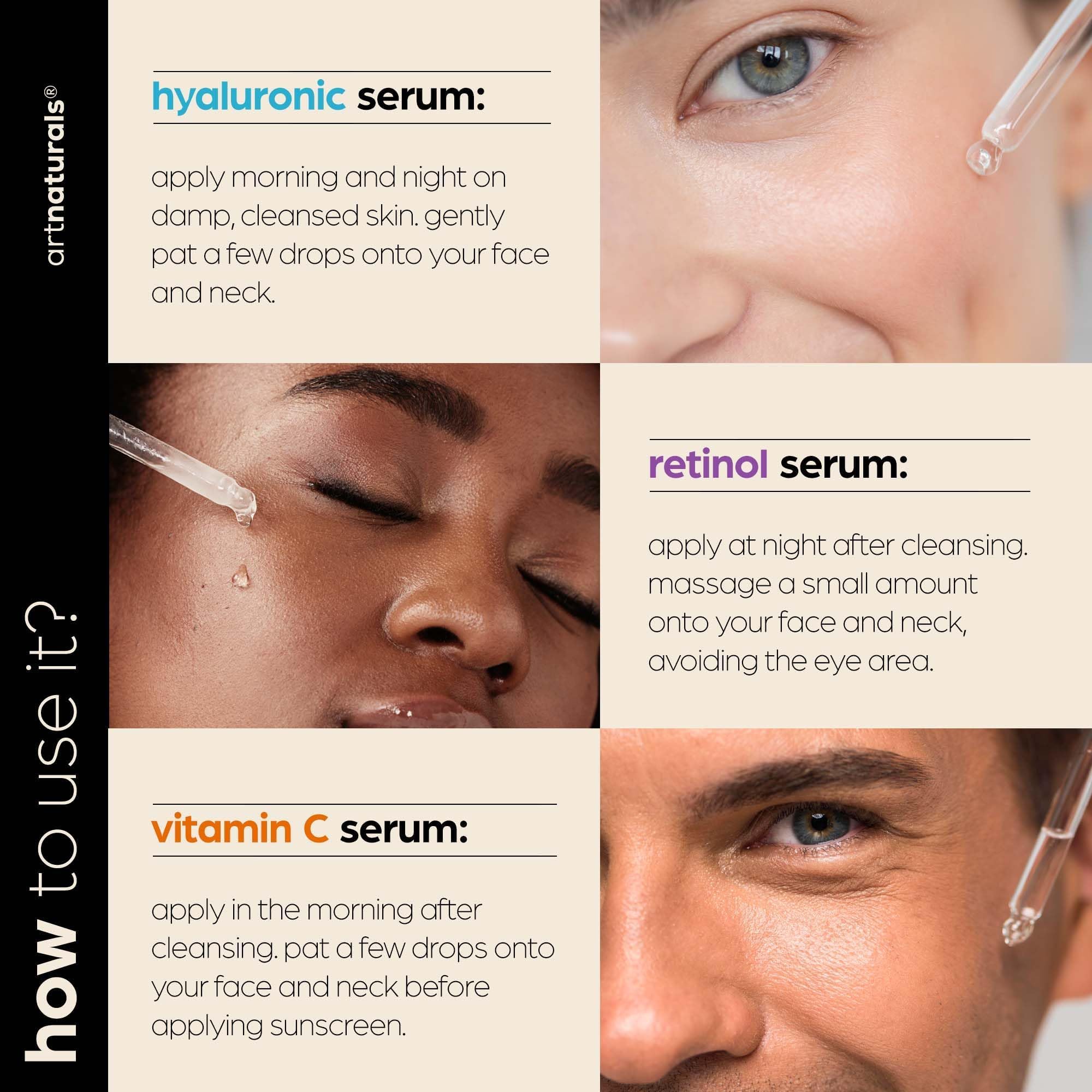 ArtNaturals Vitamin C Retinol Hyaluronic Serum Set - Artnaturals Official Imagery - 5