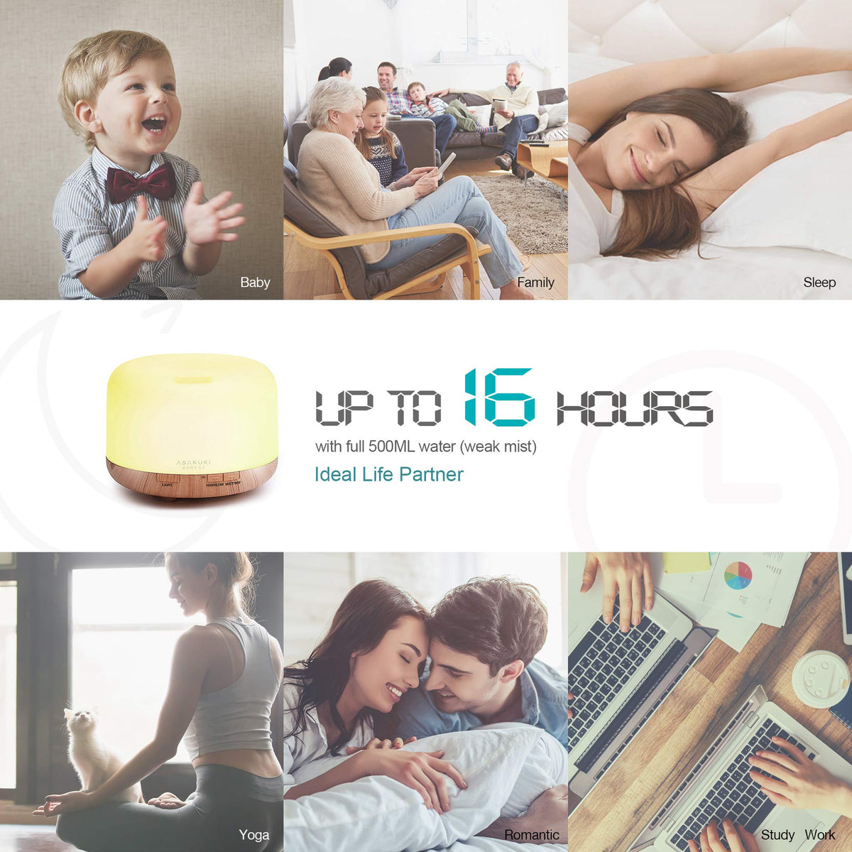 ASAKUKI Smart Wi Fi Essential Oil Diffuser 500ml App Control - ASAKUKI Official Imagery - 7