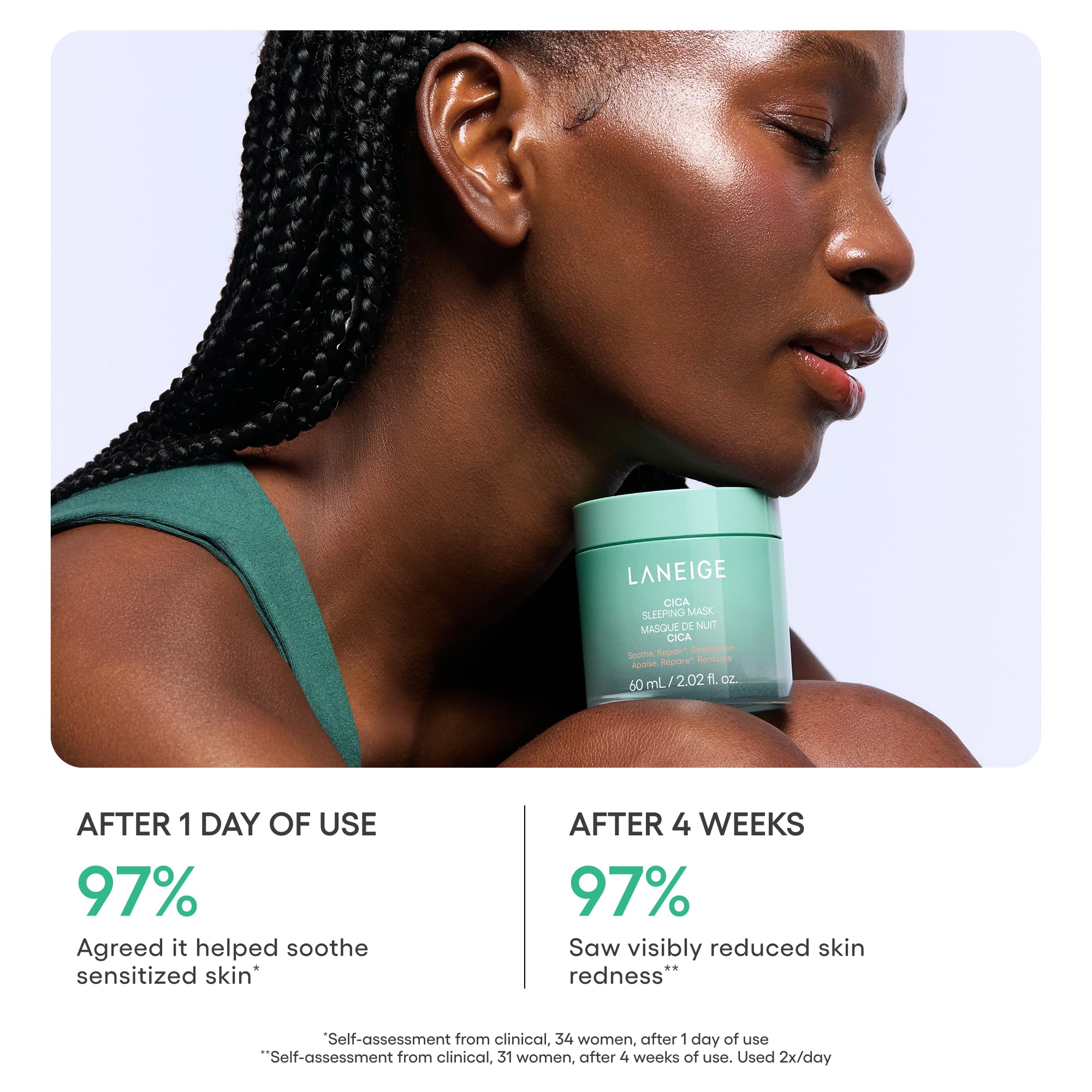 LANEIGE Cica Sleeping Mask: Korean Sensitive Skin Overnight Hydrating Balm Cream Face Mask with Centella Asiatica for Soothing Nourishment & Barrier Repair| Korean Skin Care - Elefair Tech Official Product View 5