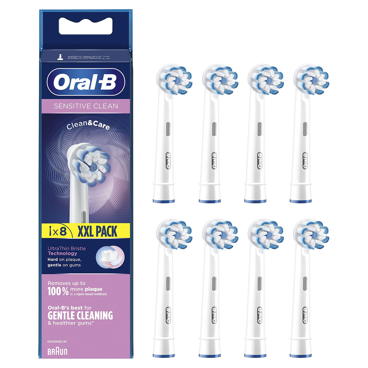 Oral B Sensitive Clean Replacement Brush Heads x 8 Original - Oral-B Official Imagery - 5