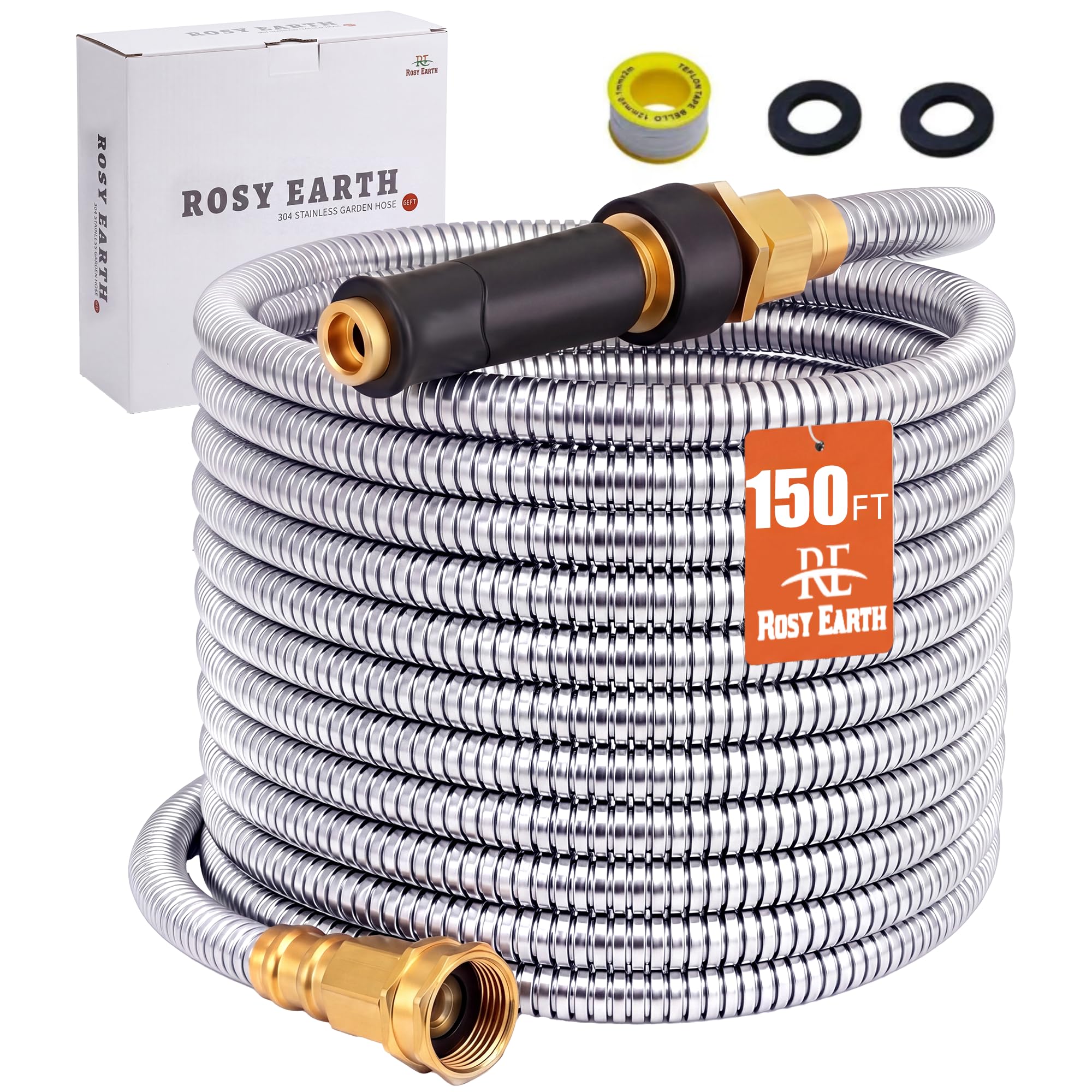 Rosy Earth Expandable Metal Garden Hose 75 FT - 304 Stainless Ste - Rosy Earth Official Product View 7