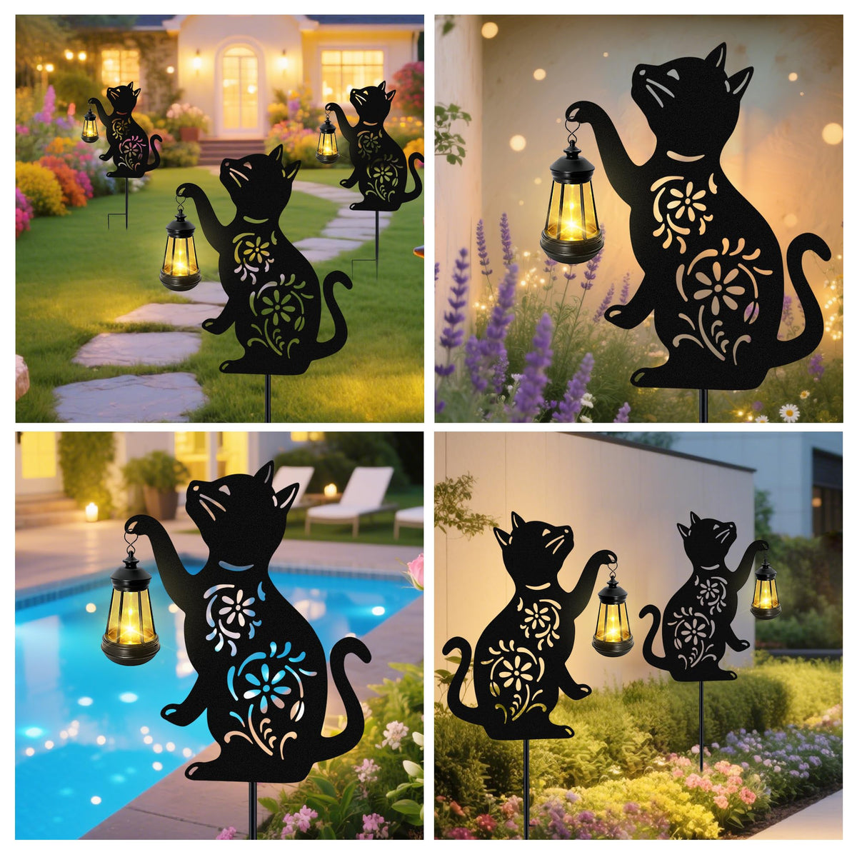 Solar Cat Hanging Lantern Outdoor 2 Pack Black Cat Solar - yulloyello Official Imagery - 6