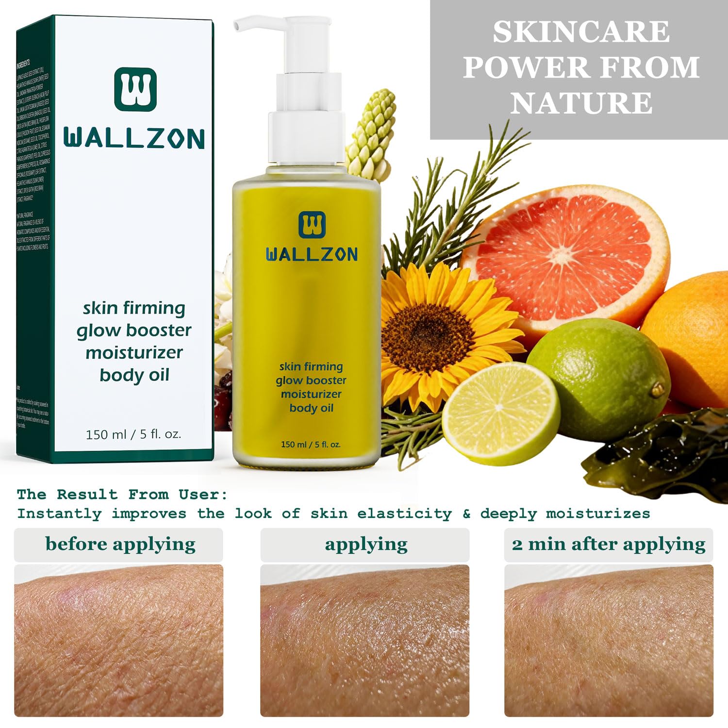 Undaria Extract Firming Body Oil 5 oz Hydrating Seaweed Body - WALLZON Official Product Imagery - 6
