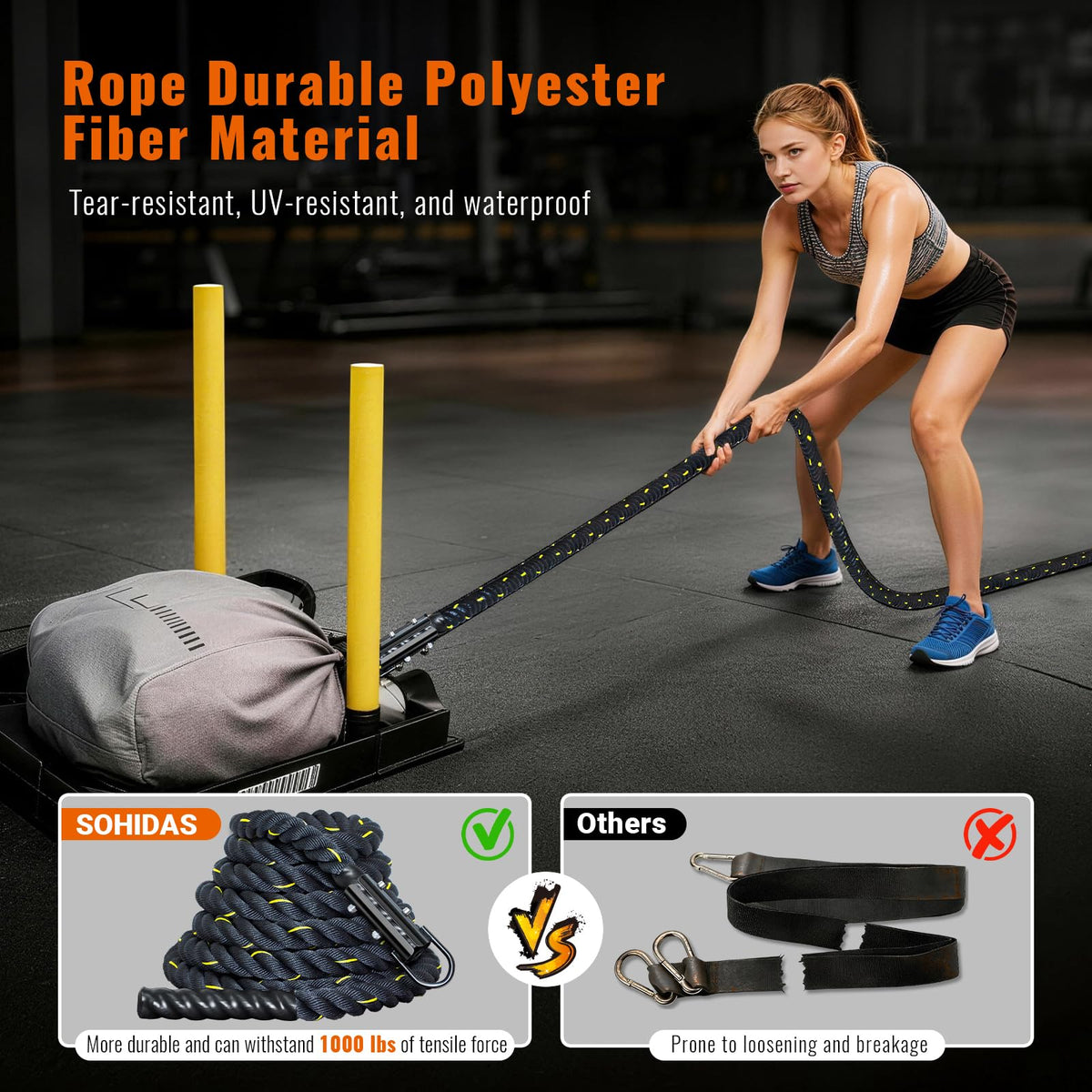 40FT Weight Sled Rope Workout Sled Pulling Ropes Sled Push - SOHIDAS Official Imagery - 7