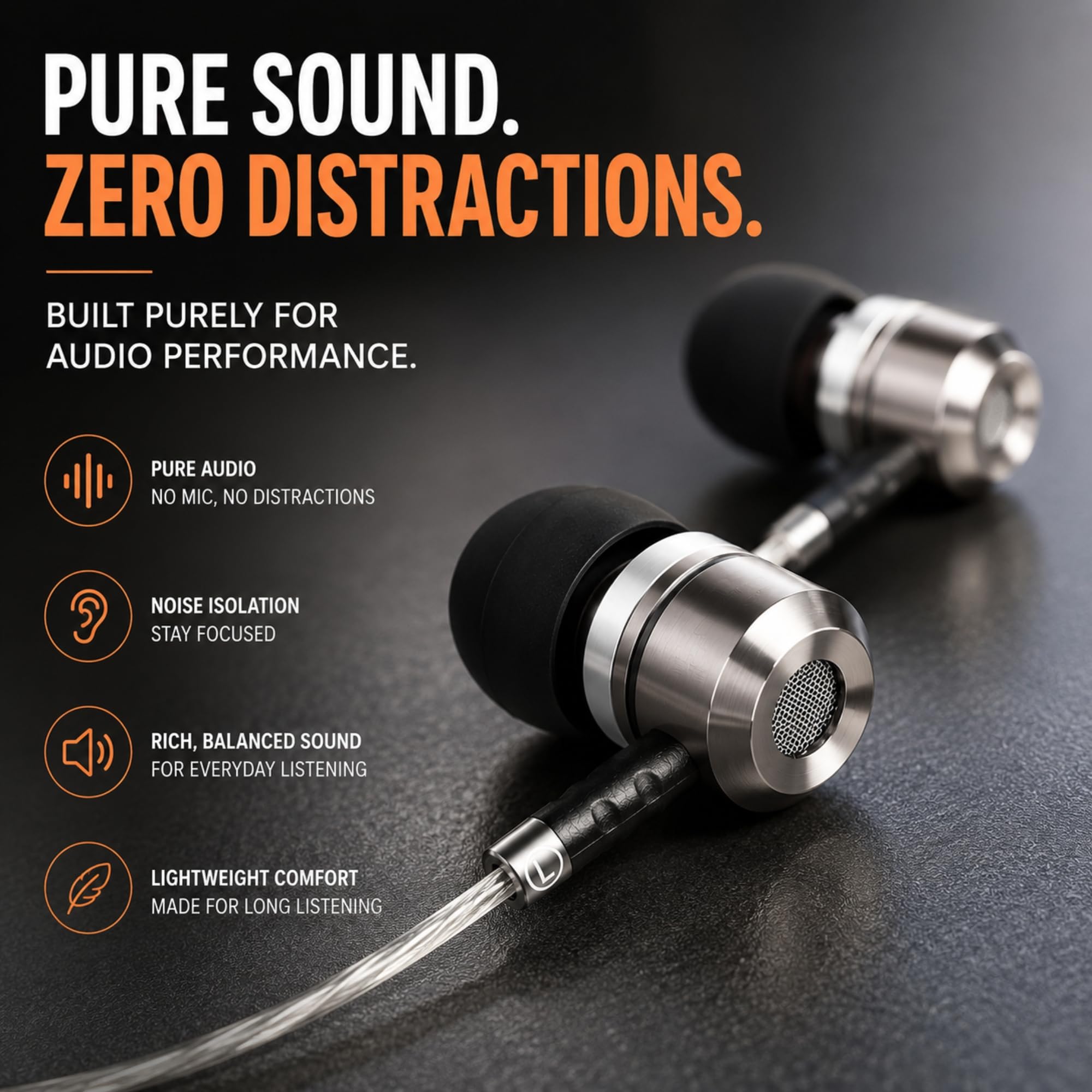 Sephia SP3060 wired in-ear headphones with black earbuds and inline microphone, designed for clear audio and comfortable fit.