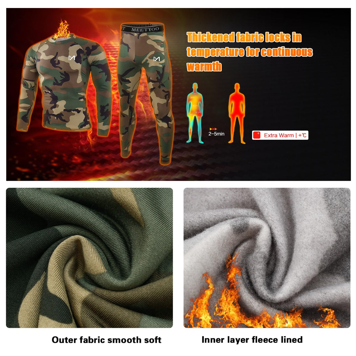 MEETYOO Thermal Underwear for Men Men s Base Layer 2 Sets - MEETYOO Official Imagery - 4