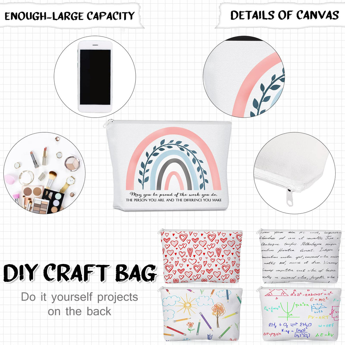 Sieral 30 Pcs Appreciation Makeup Bags Rainbow Canvas Zipper - Sieral Official Imagery - 5
