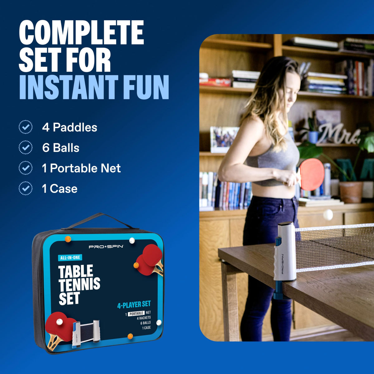 PRO SPIN Portable Ping Pong Set with Retractable Ping Pong - PRO-SPIN Official Imagery - 5