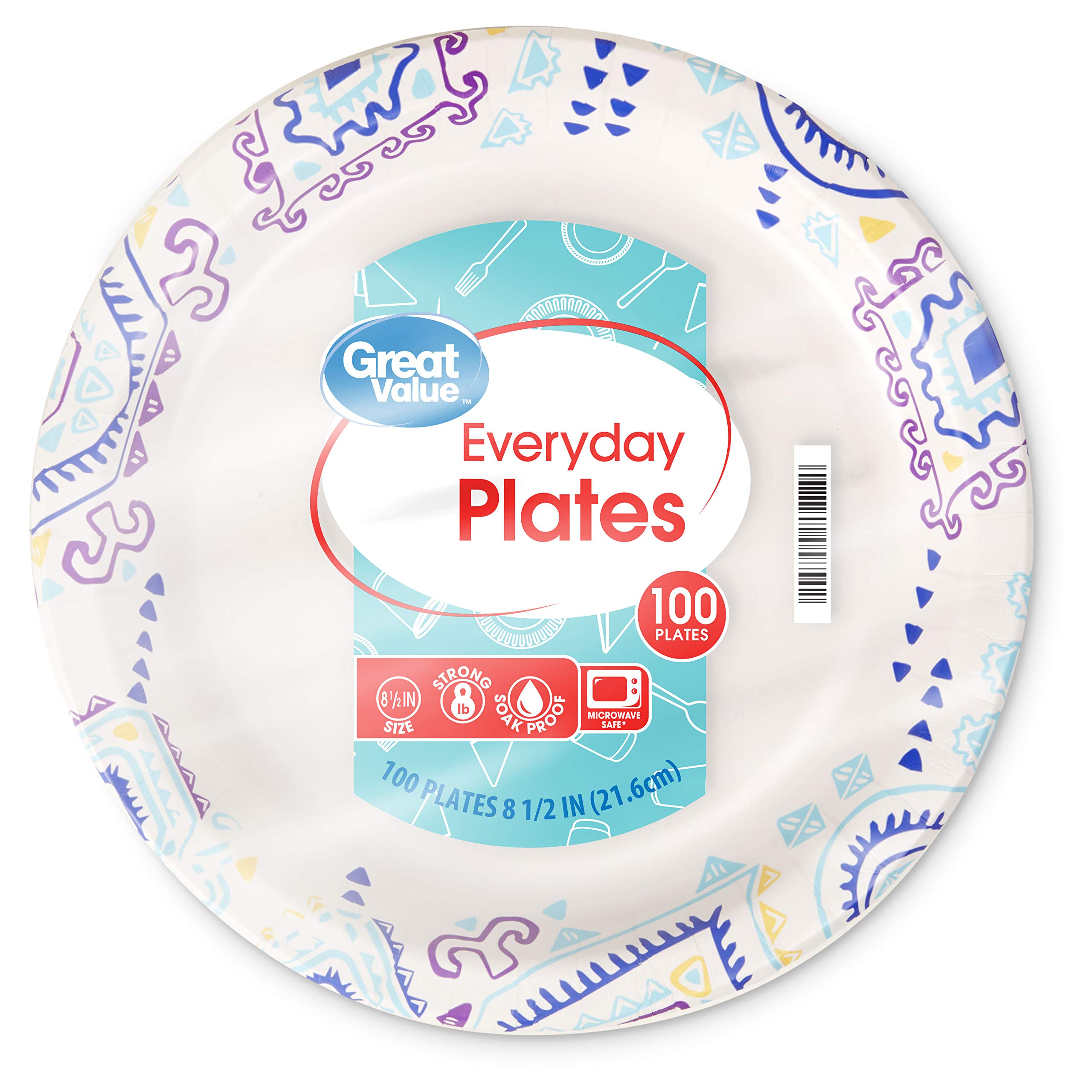 Great Value 8 5/8" Heavy Duty Premium Party Paper Plates, 100 ct - Product Imagery