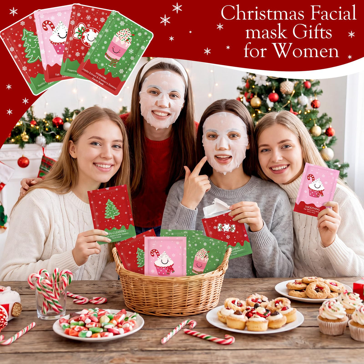 Loopeer 24 Pcs Christmas Facial Masks for Stocking Stuffers - Loopeer Official Imagery - 6