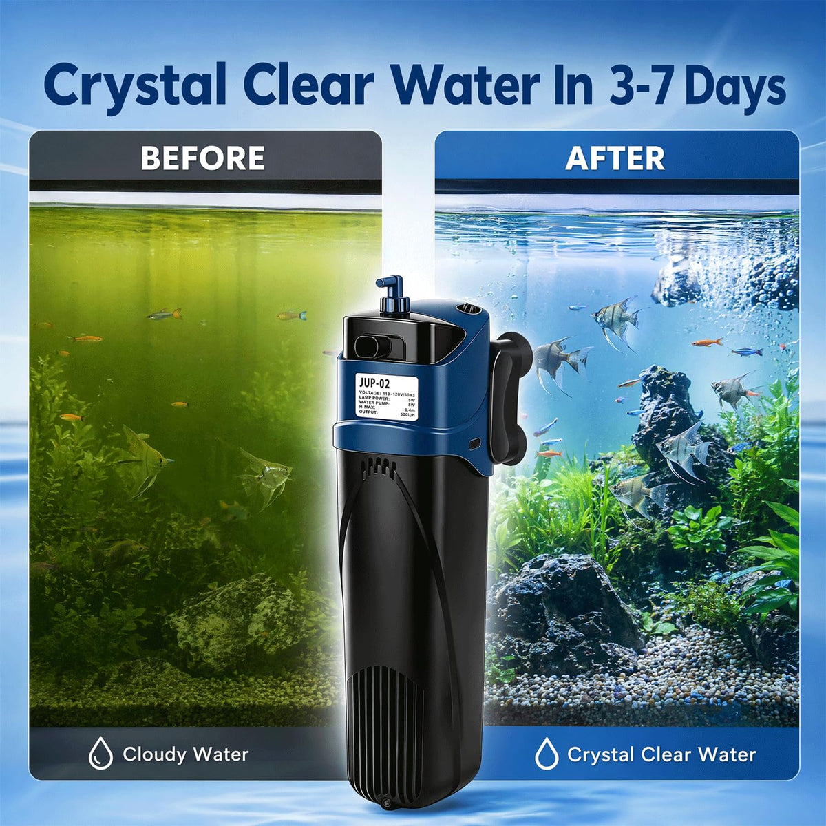 COOSPIDER Fish Tank Filter U V Submersible Aquarium Filter - COOSPIDER Official Imagery - 7