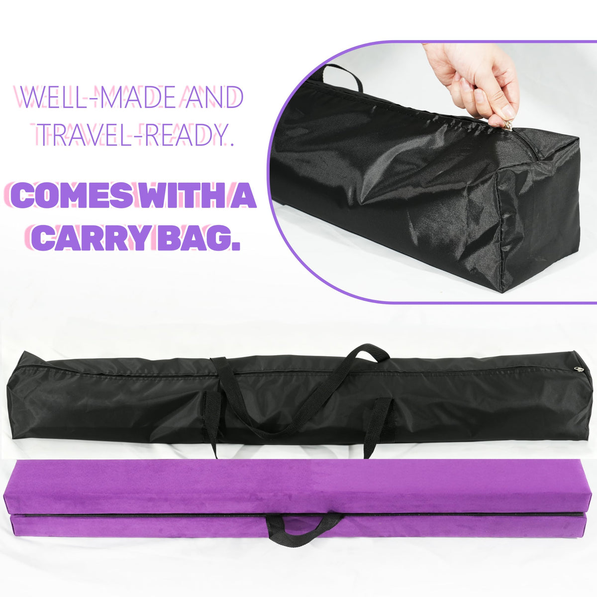 8FT Folding Balance Beam Gymnastics Floor Beam Gymnastics - FC FUNCHEER Official Imagery - 8