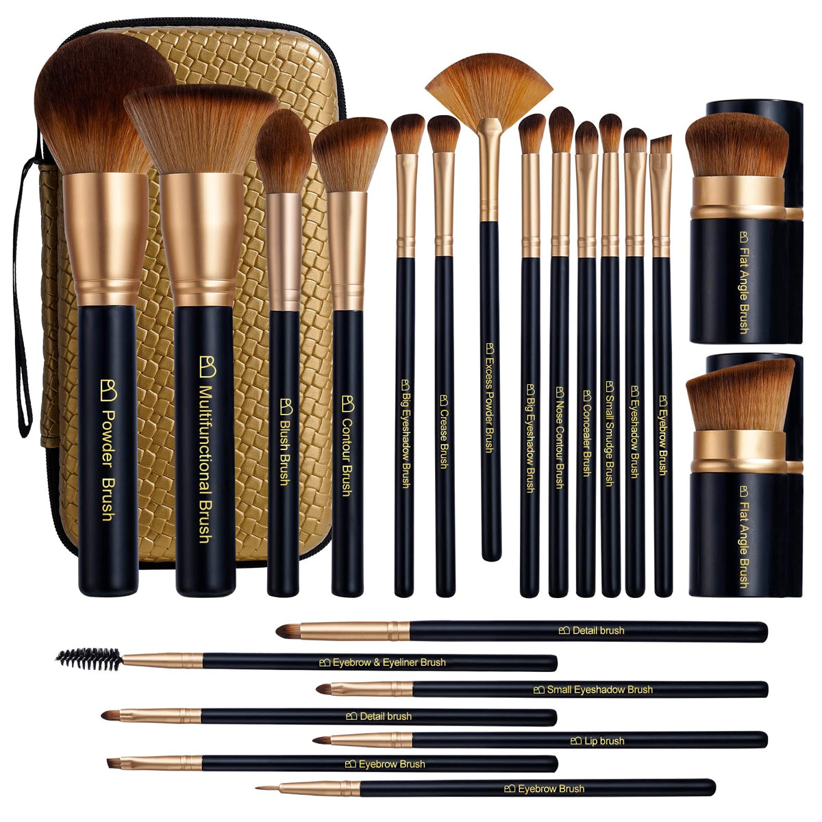 BS MALL Makeup Brushes Set with Kabuki Powder Eyeshadow - BS-MALL Official Imagery - 2