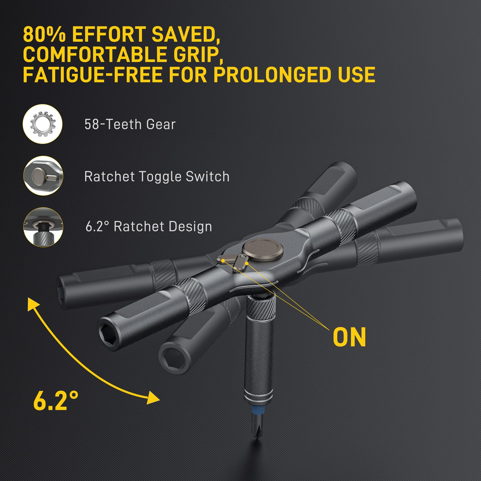 MrToNo 74-in-1 Magnetic Ratchet Screwdriver Set