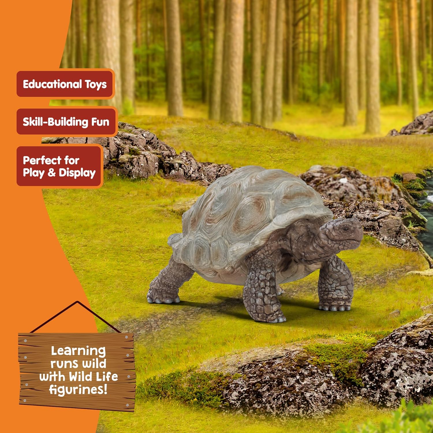 Schleich Wild Life Galapagos Giant Tortoise figure showing realistic details and textured shell, perfect for educational play and display.
