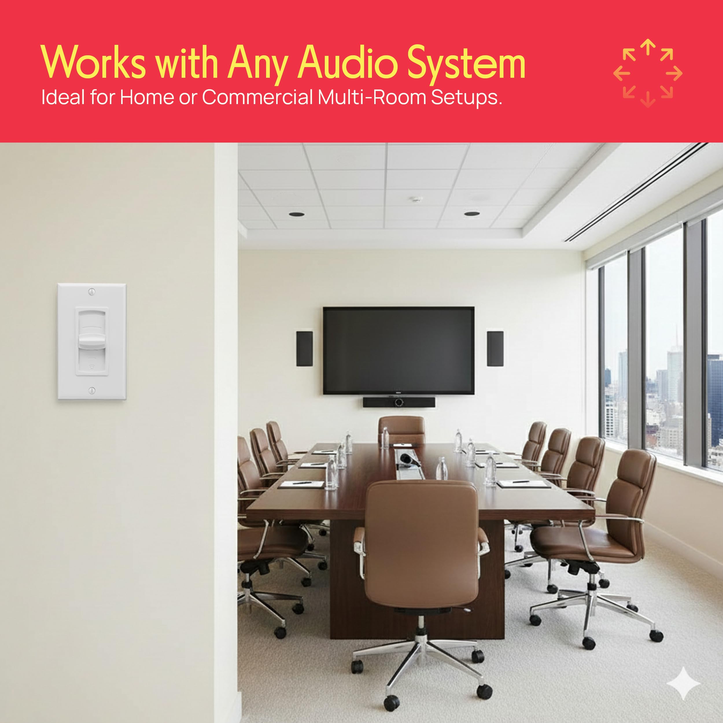 In Wall Speaker Volume Control - Home Audio Smart Speakers Stereo by Pyle - Angle View 5