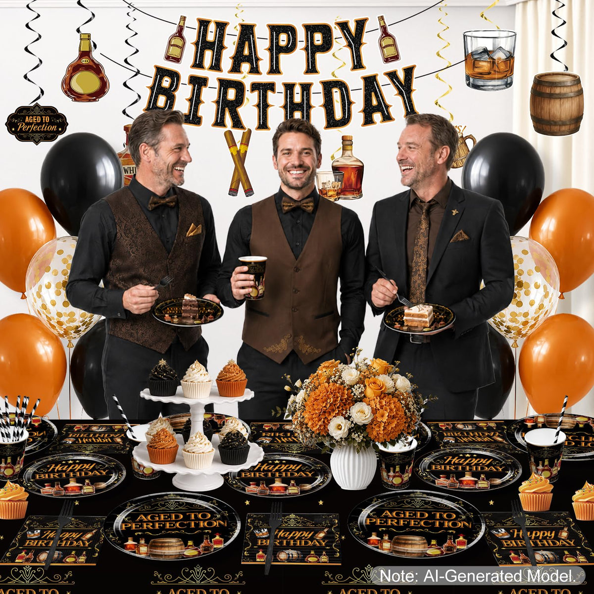 212PCS Aged to Perfection Birthday Decorations Men Serves 25 - Yingoto Official Imagery - 7