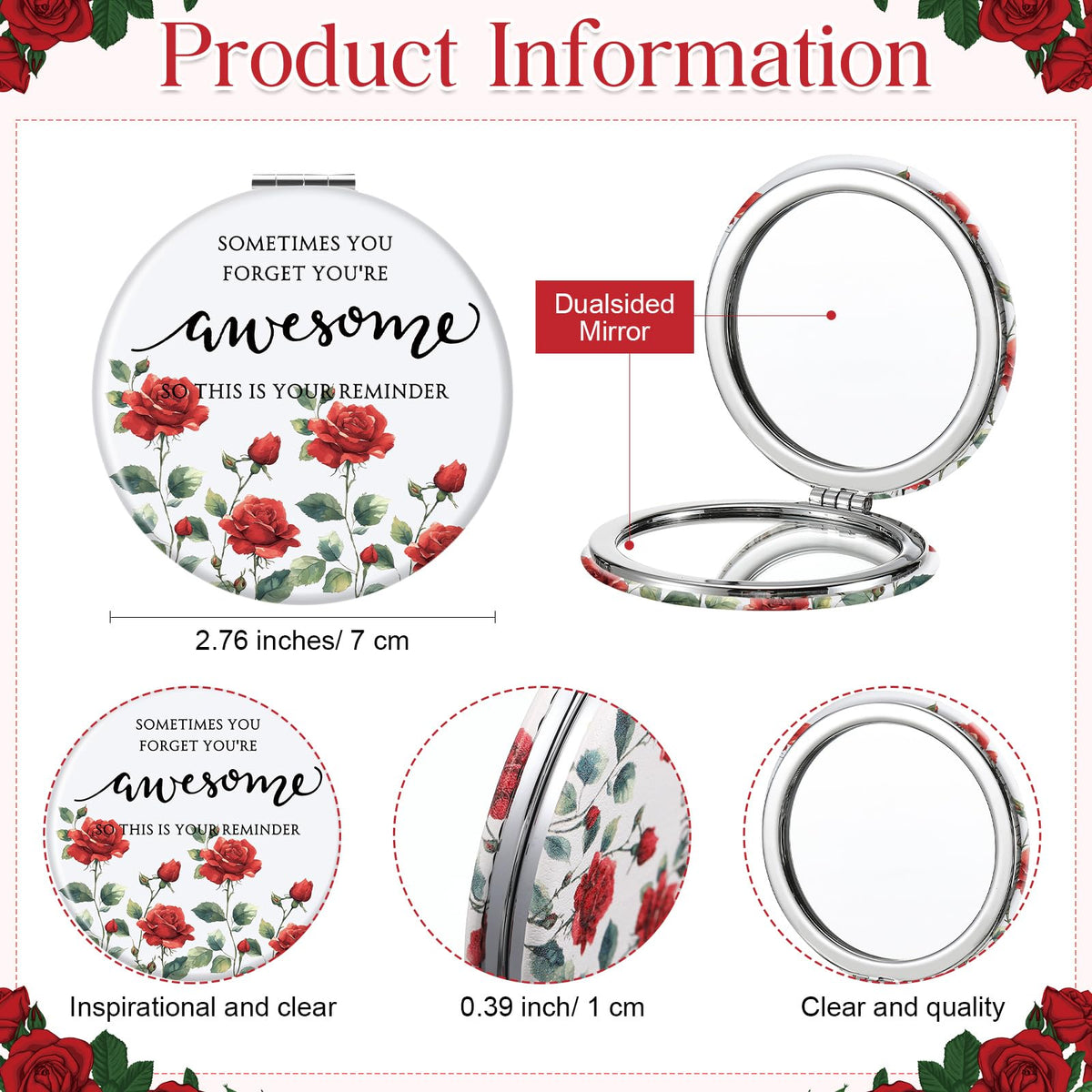 Geetery 12 Sets Inspirational Compact Mirror Bulk Gift for - Geetery Official Imagery - 5