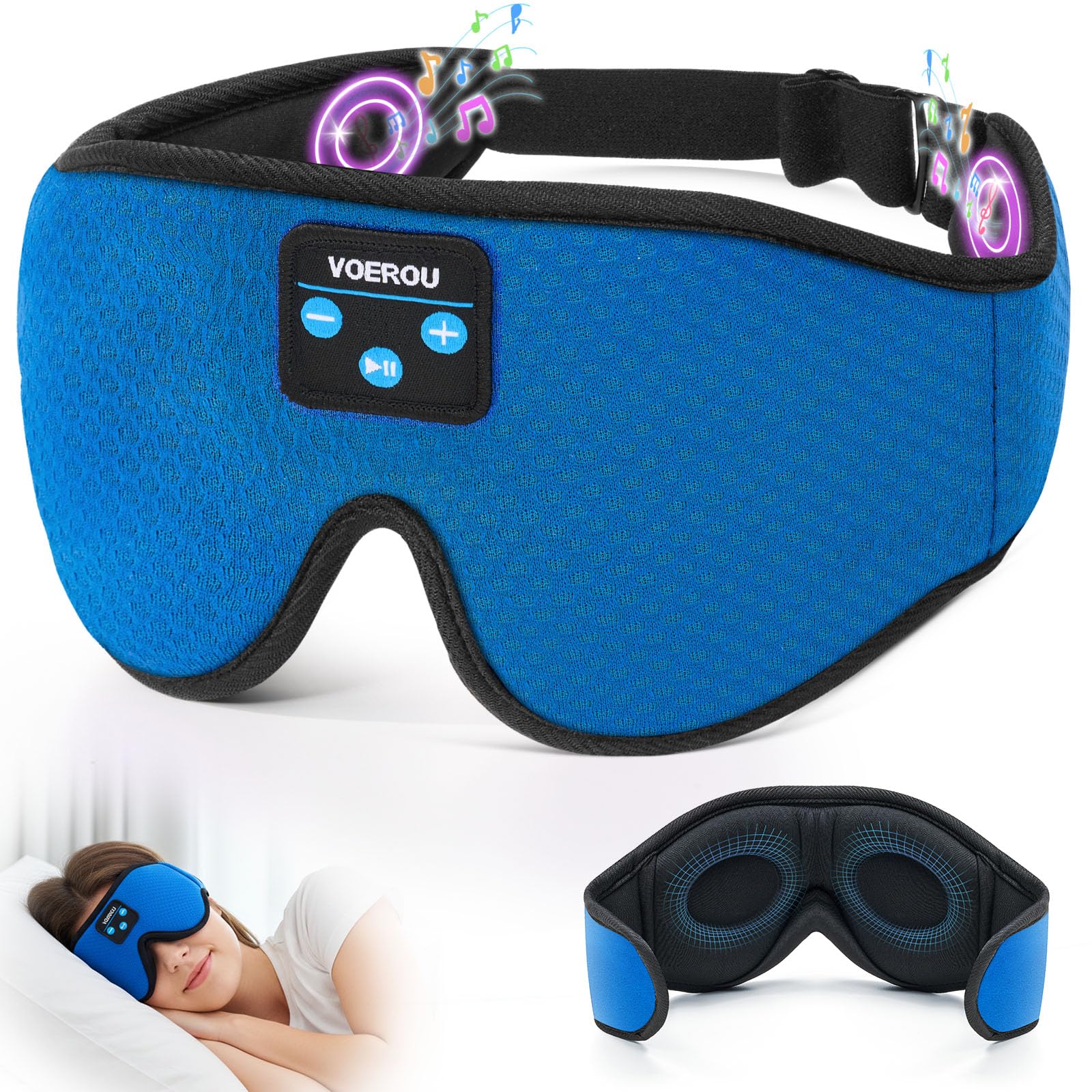 Voerou Sleep Mask Bluetooth 5.4 Headphones, Eye Masks for - Product Imagery