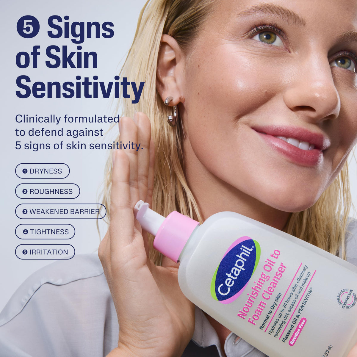 Cetaphil Nourishing Oil to Foam Facial Cleanser Dry Skin 8oz - Cetaphil Official Imagery - 3