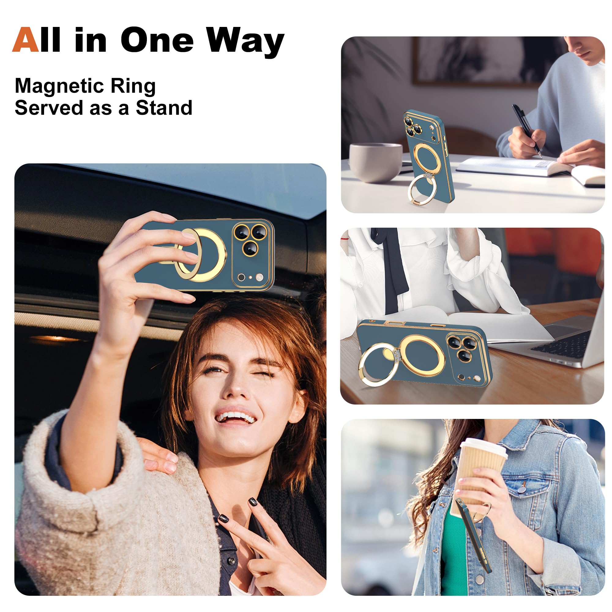 Plating Phone Case for iPhone 17 Pro with Stand 6 3 Grey - ETPESOK Official Imagery - 4