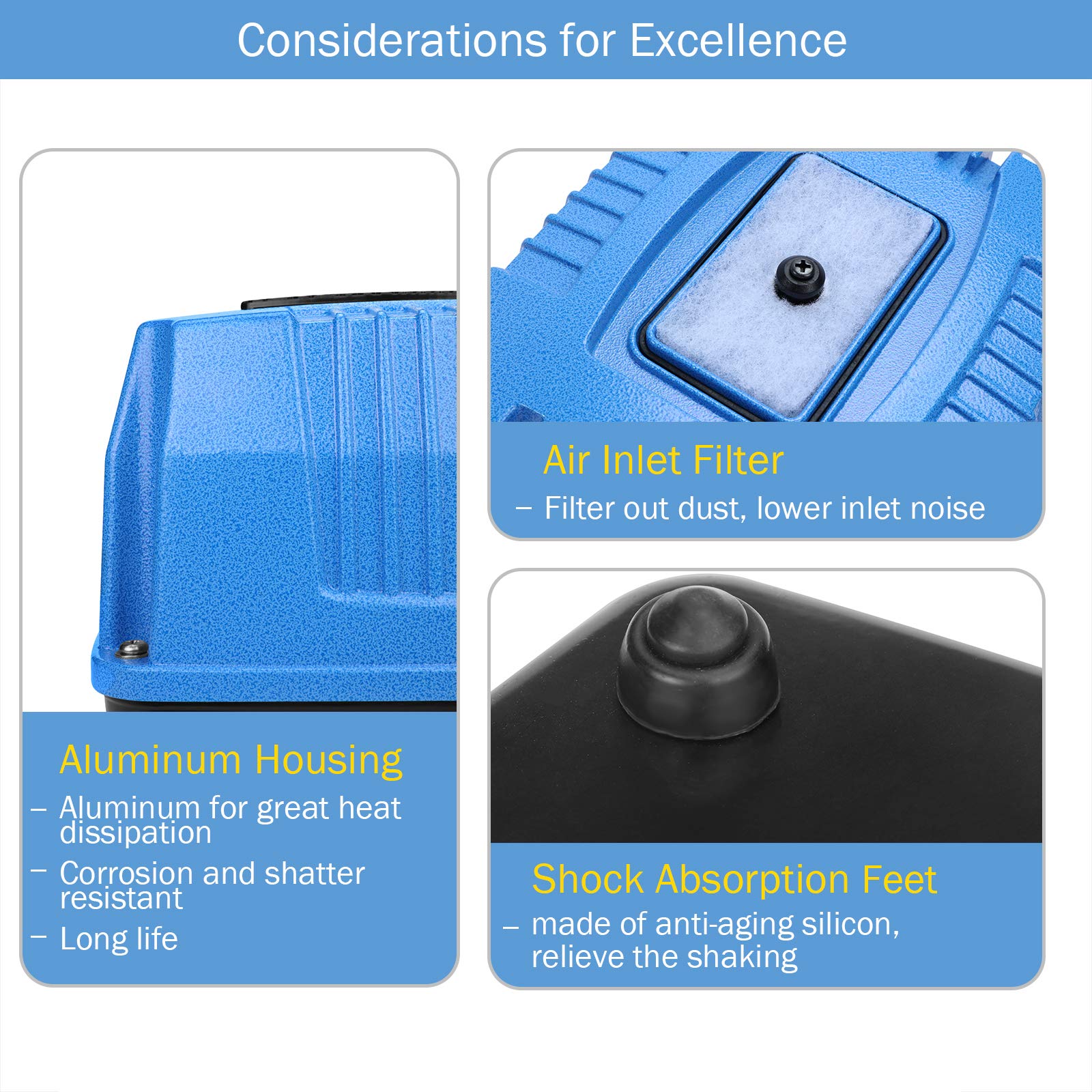 AquaMiracle Linear Air Pump AP-40/AP-60/AP-80/AP-160 for Pond Aer - AquaMiracle Official Product View 4