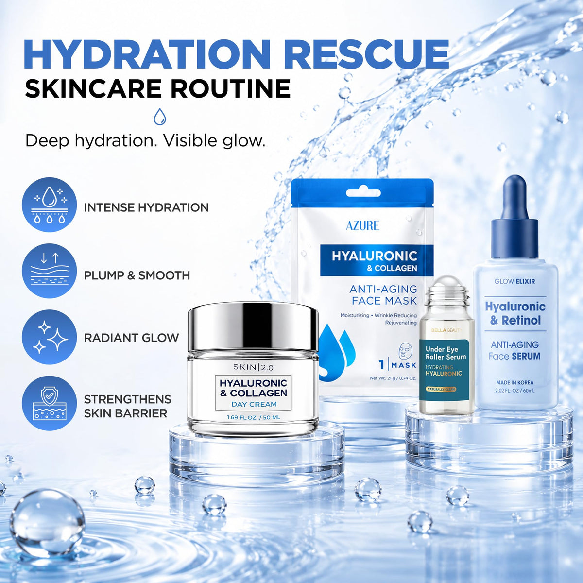 Klar Co Hyaluronic Acid Korean Skin Care Set Dermatologist - KLAR & CO Official Imagery - 3