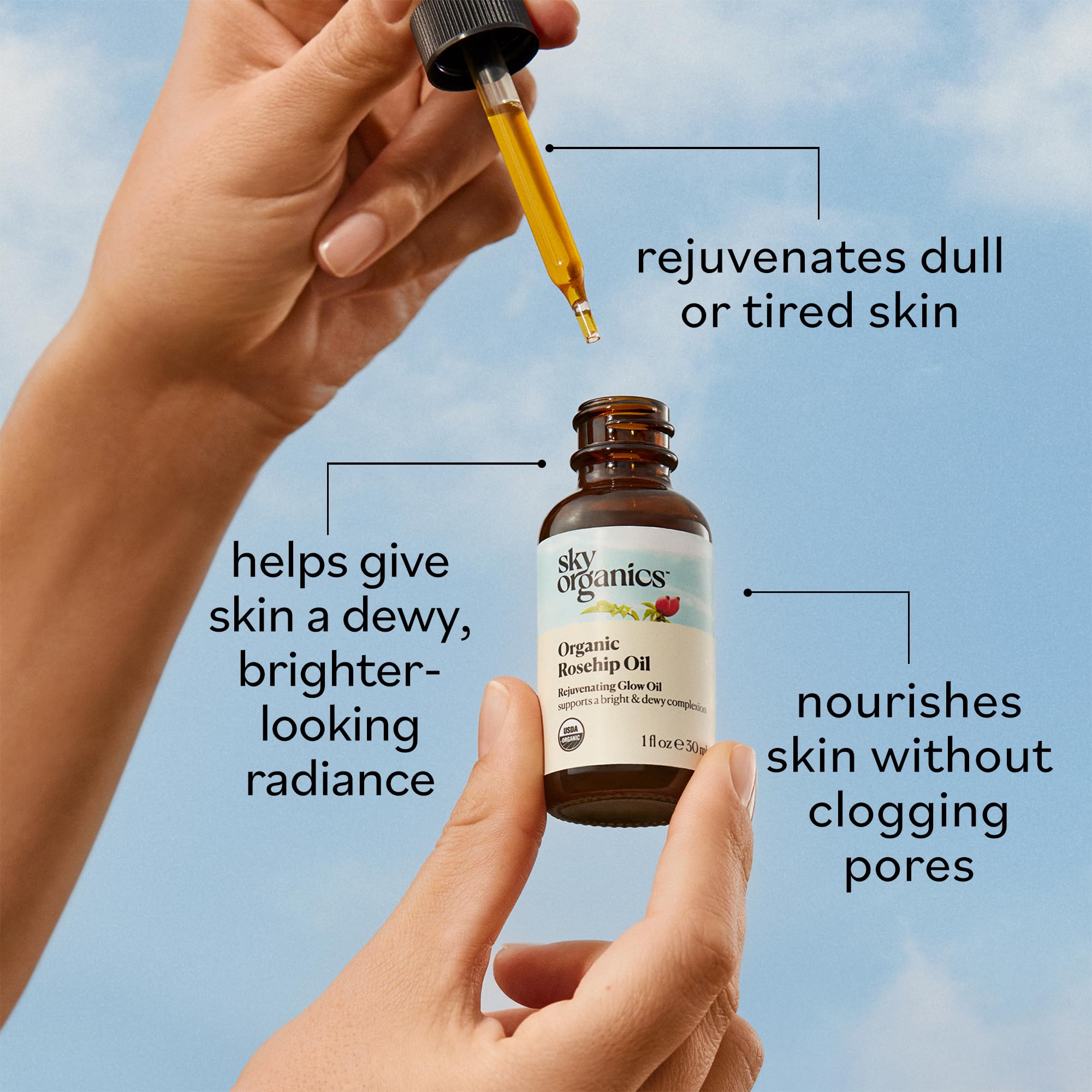 Sky Organics Rosehip Oil, 100% Pure & Cold - Pressed Face Oil & Travel Size - Sky Organics Official Product View 5