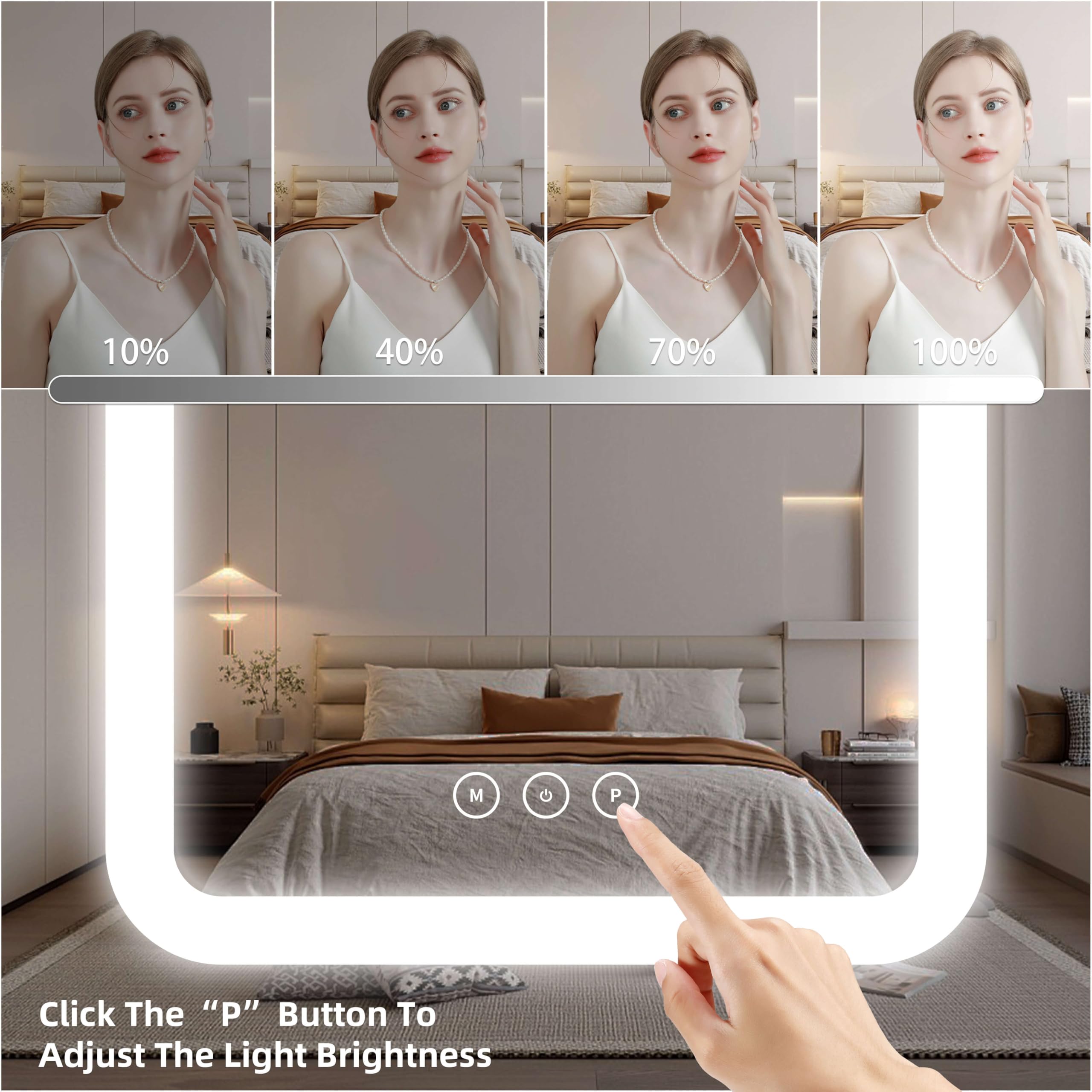 Shinerva 13.1"×16.7" Vanity Mirror with Lights, LED Makeup Mirror - Shinerva Official Product View 5