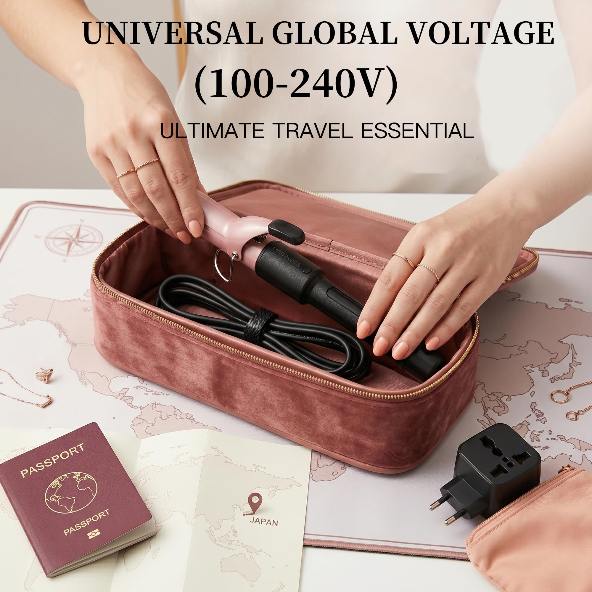 Unlock Your Hair's Potential with MegaWise Pro: 1 1/4 inch Ceramic Barrel, 60s Fast Heating, Anti-Scald Grip, and Complete Styling Kit for Effortless Glamour!